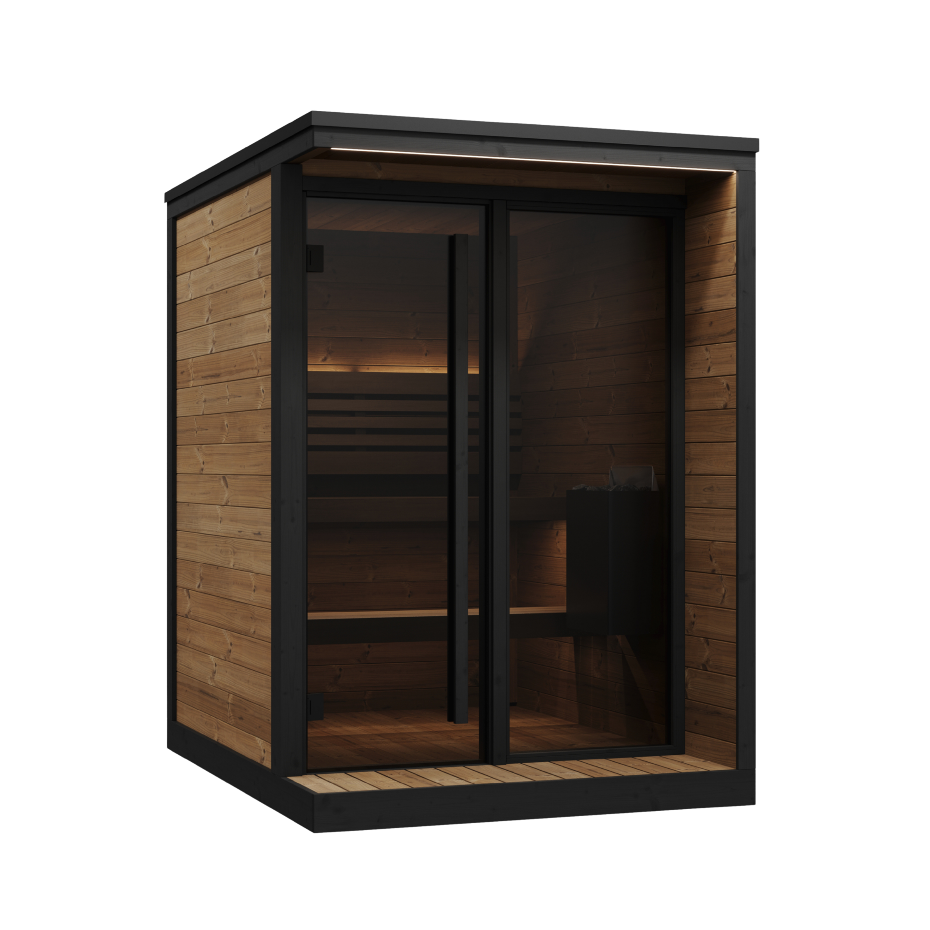 Exterior view of the SaunaLife GL4 outdoor sauna