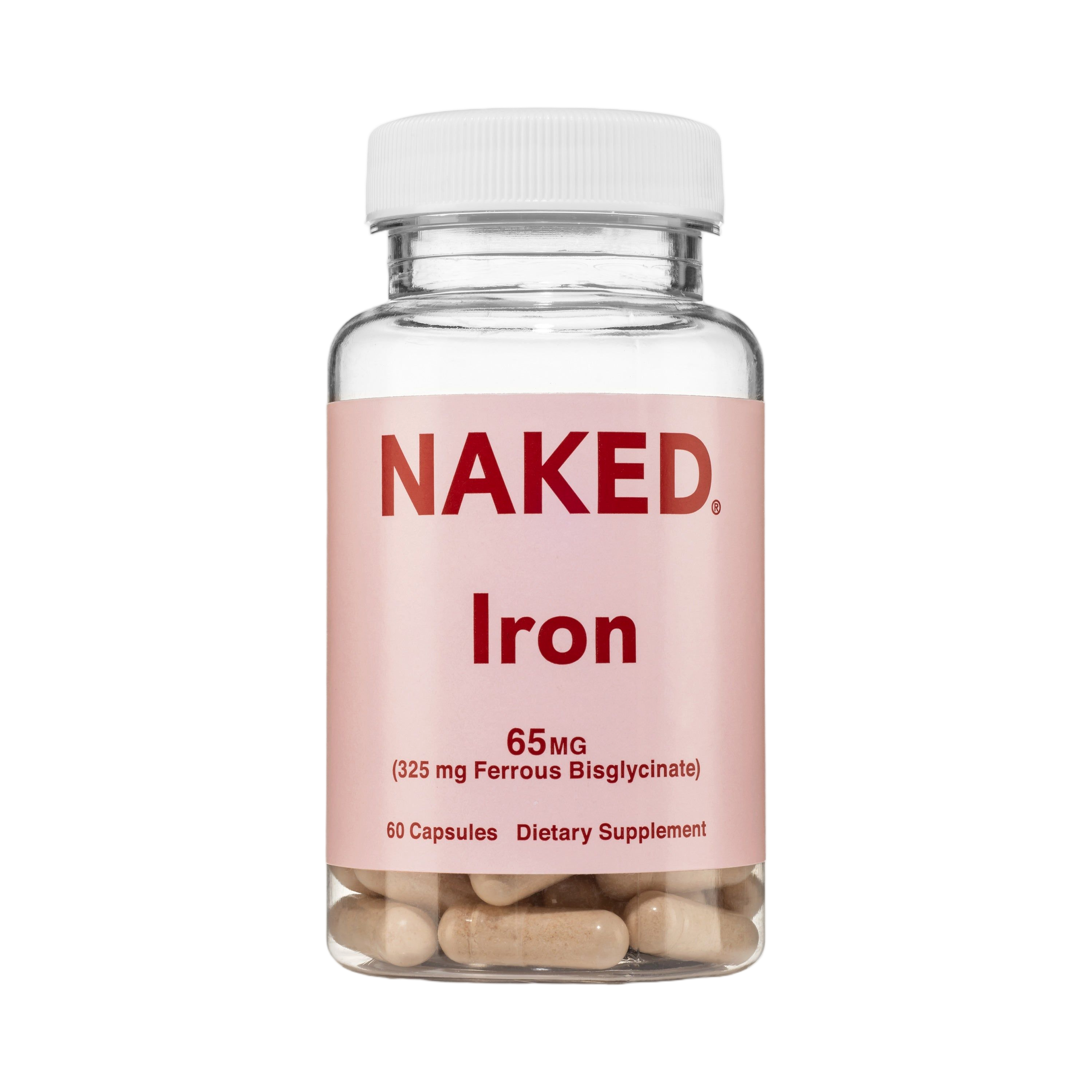 Bottle of Naked Iron supplement, 60 capsules