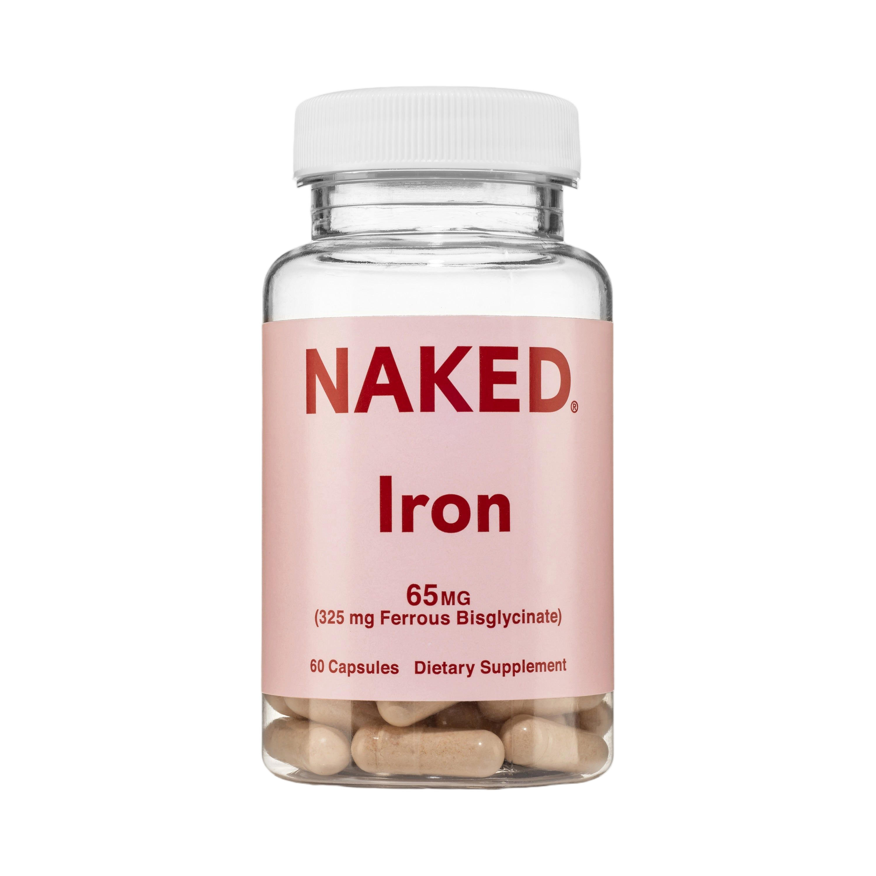 Bottle of Naked Iron supplement, 60 capsules