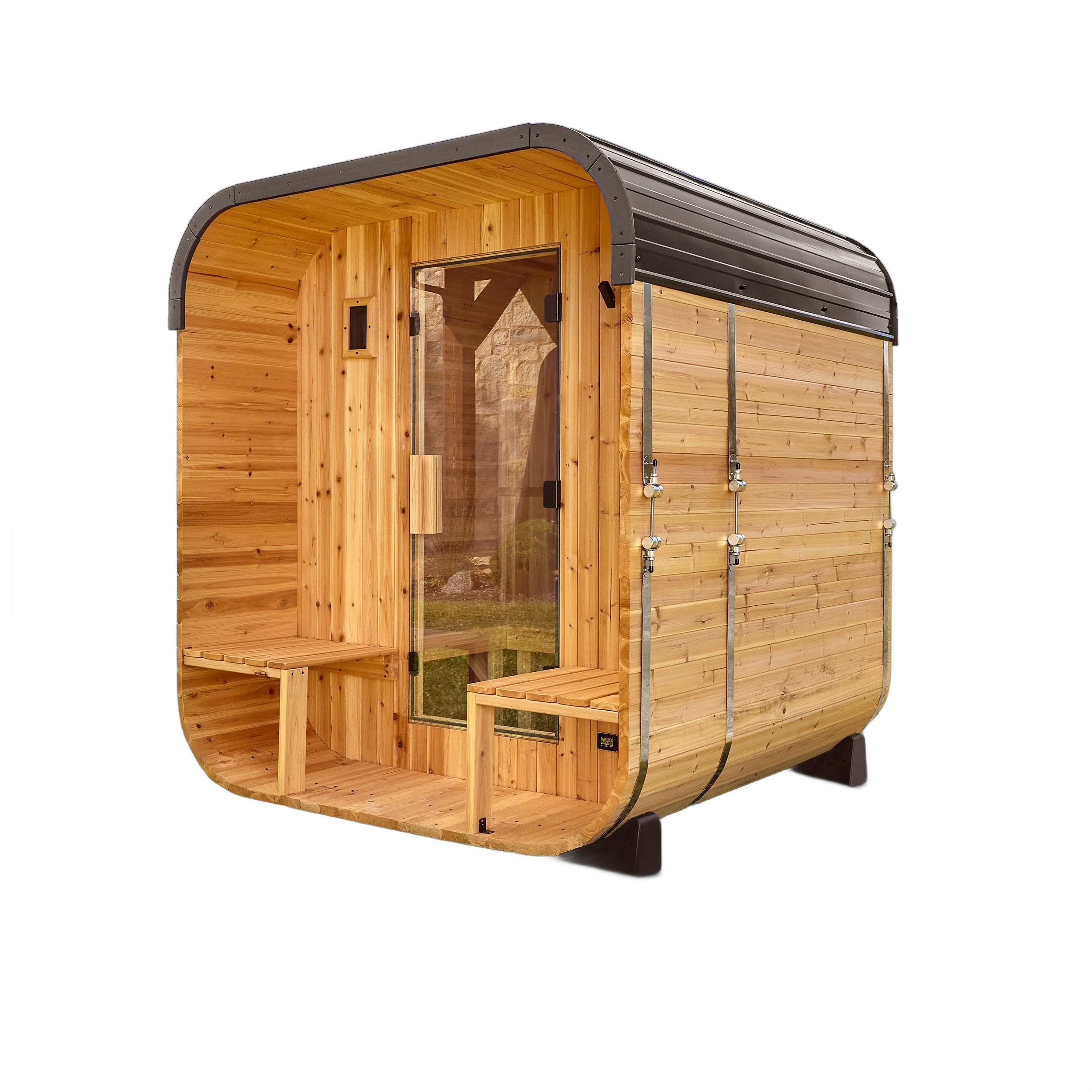 Backyard Discovery Lennon Outdoor Cube Sauna with Porch – 2-4