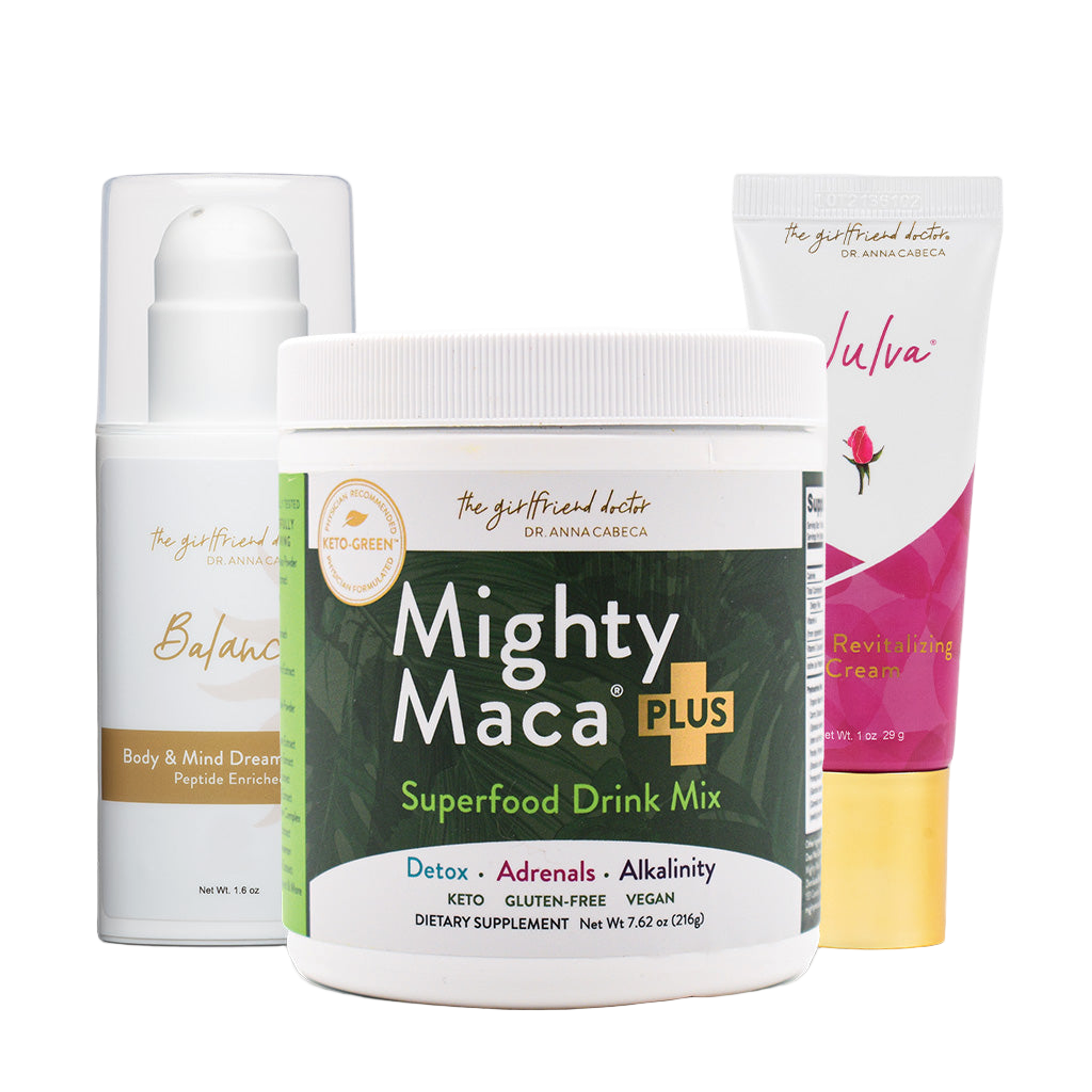 Menopause Deluxe Kit product box with cream and drink mix