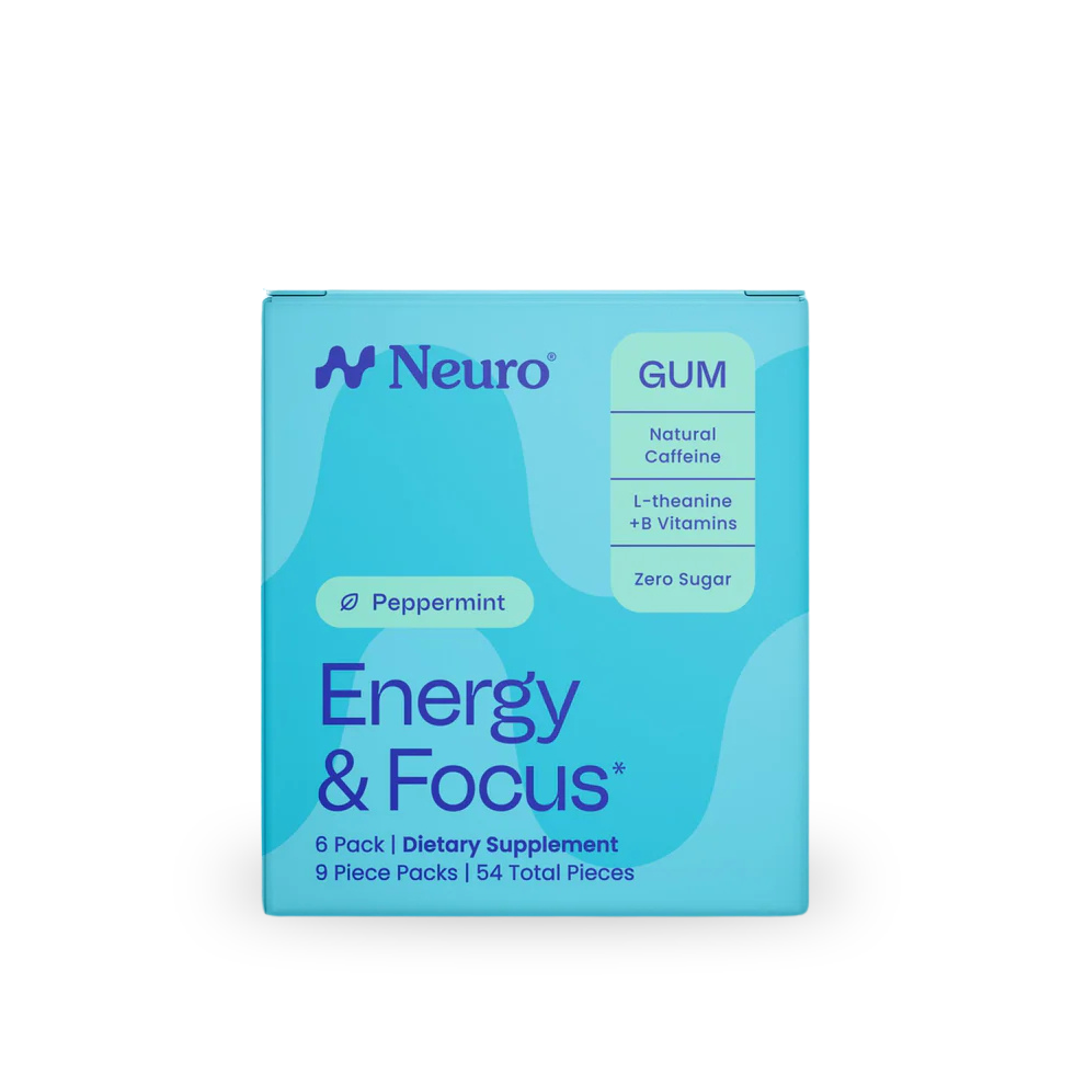 Variety Pack Energy & Focus Gum - Peppermint | Spearmint | Wintergreen / 6 pack (54 pc)