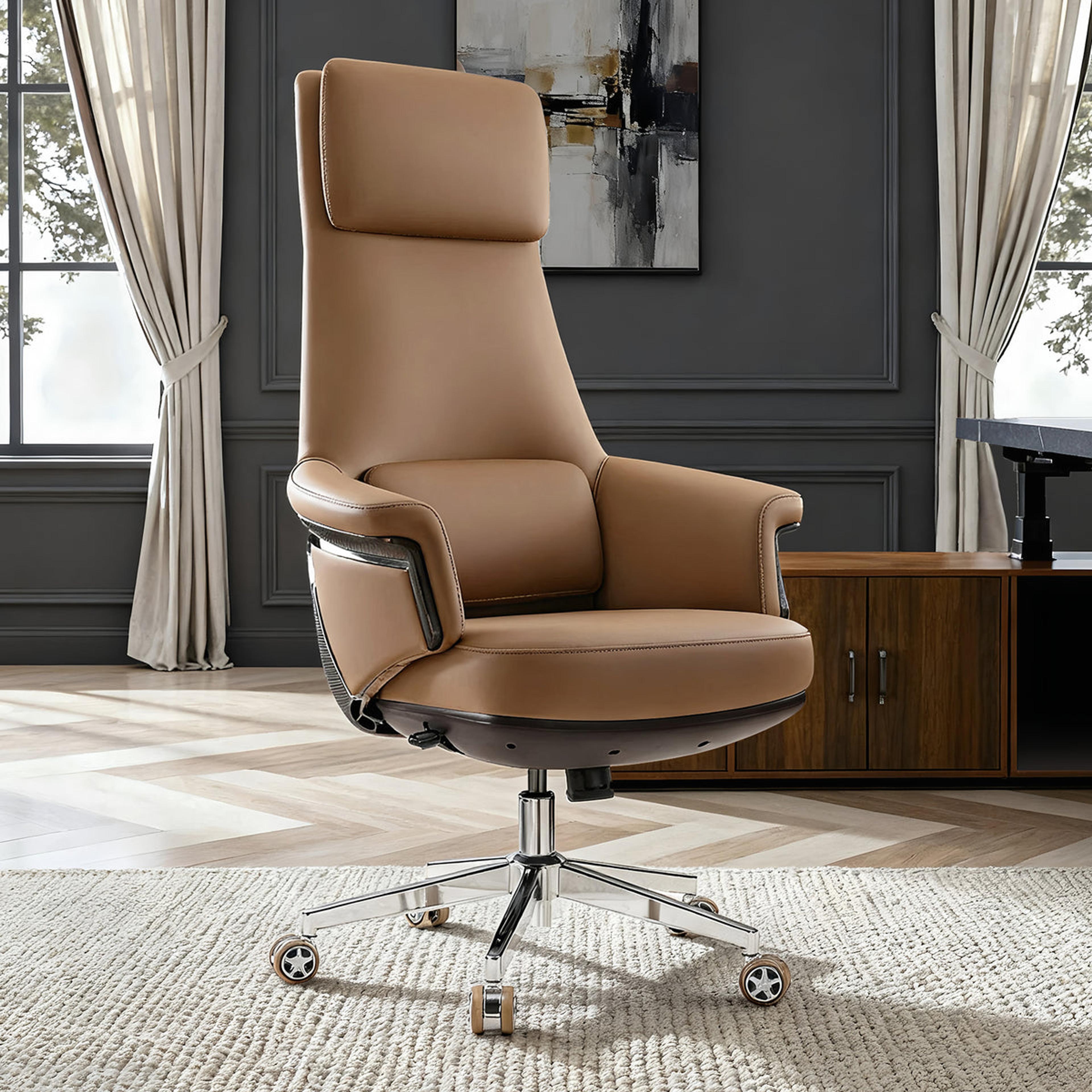 Product image for Royal Renee, Microfiber Leather Executive Office Chair in Brown