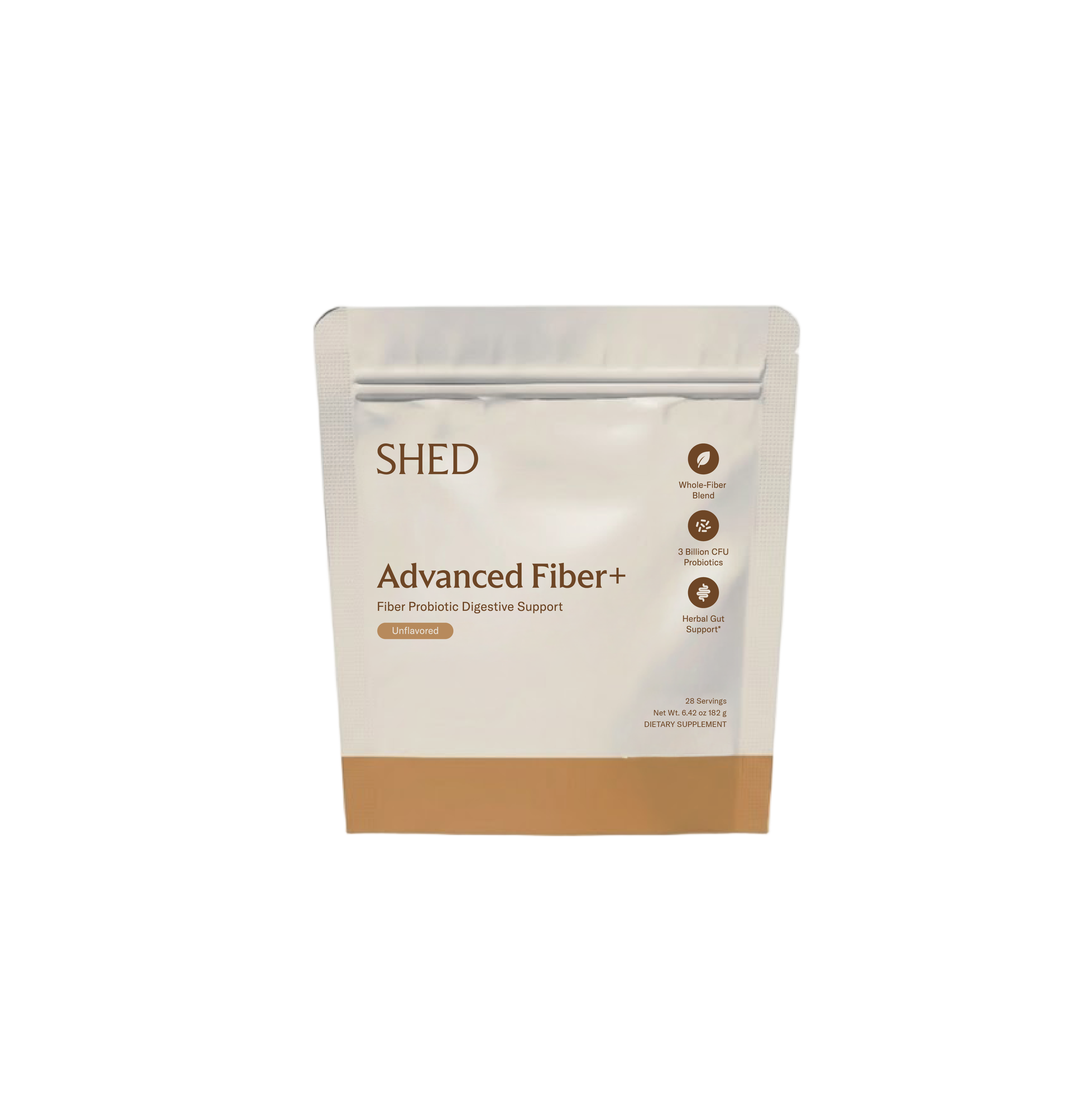 Container of Advanced Fiber+ supplement front view