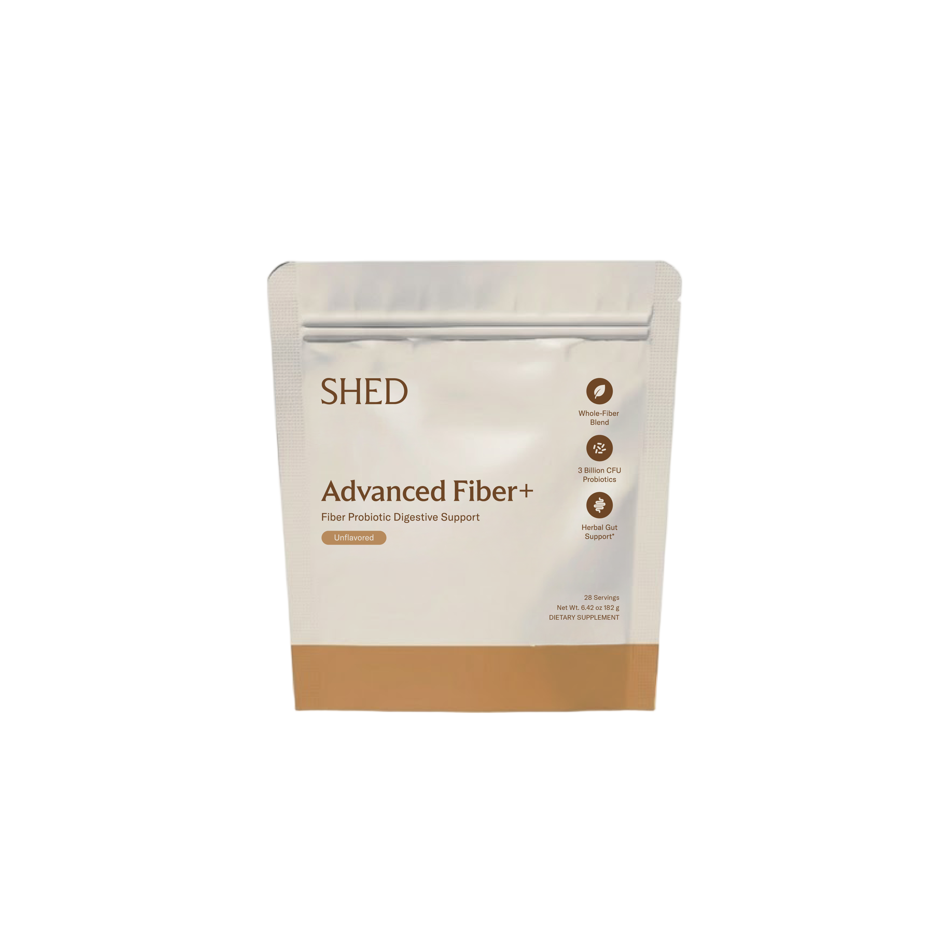 Container of Advanced Fiber+ supplement front view