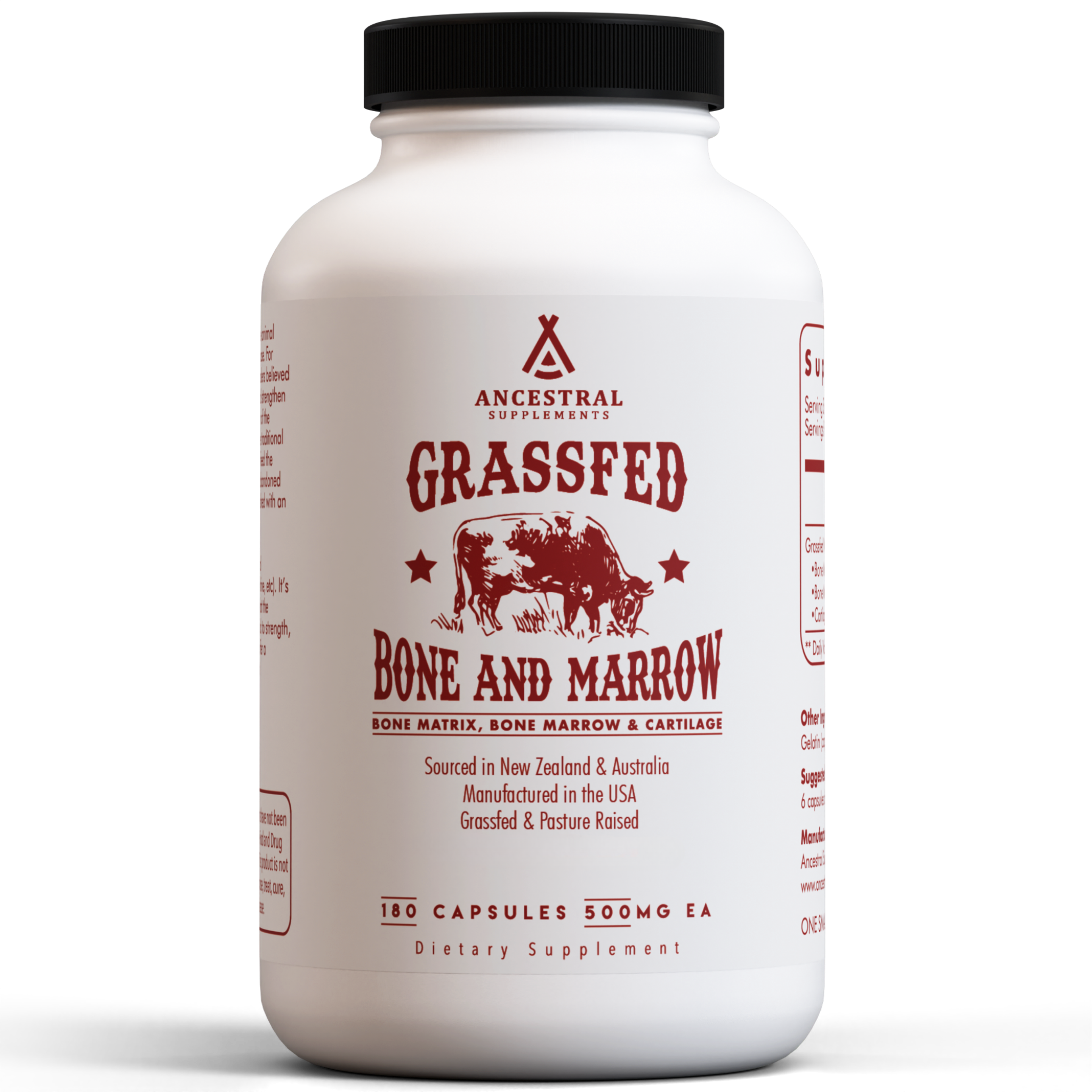 Bottle of Grass Fed Beef Bone and Marrow supplement
