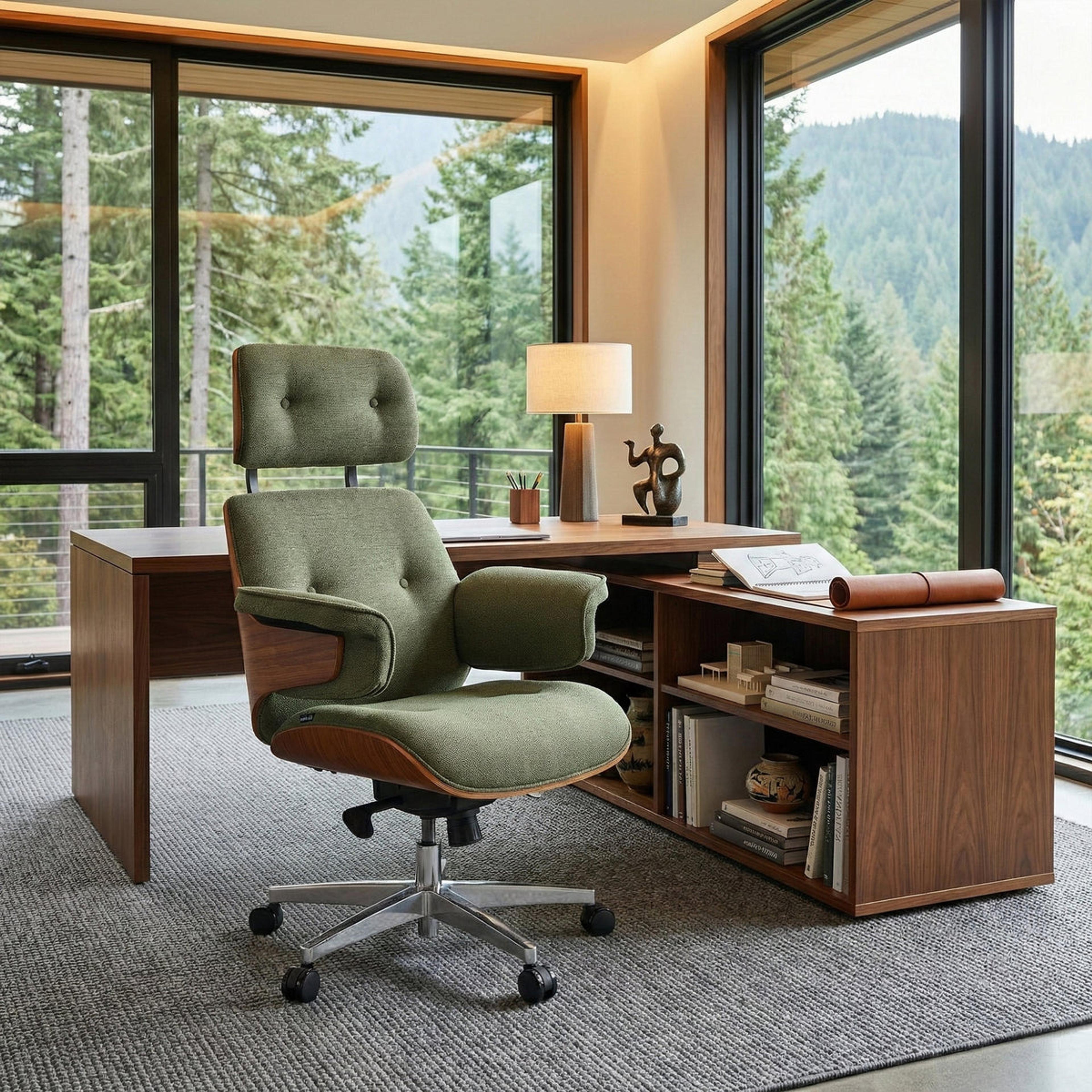 Product image for Mathias, Napa Leather Executive Office Chair in Fabric / Slate Green