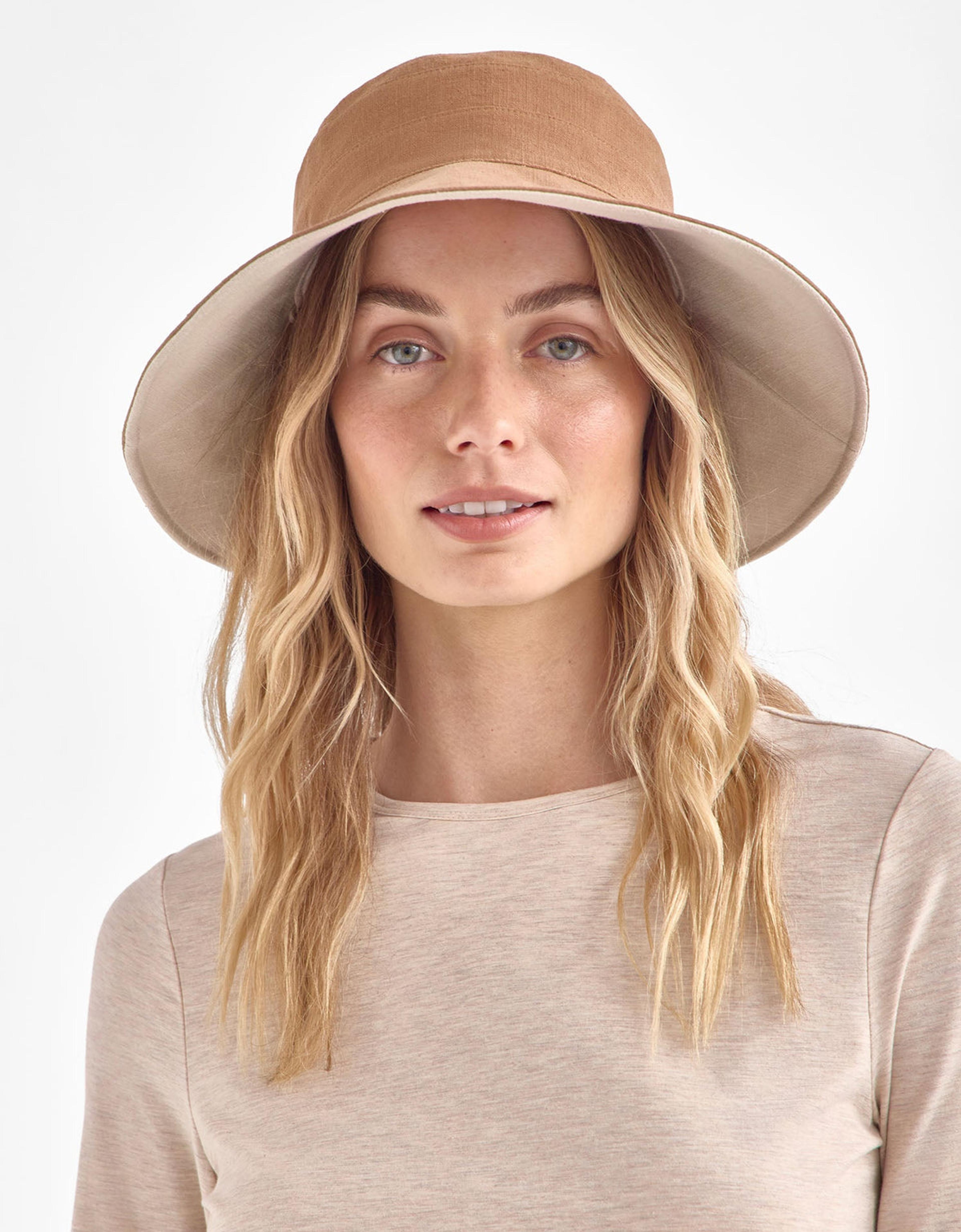 Resort Wide Brim Sun Hat UPF 50+ in Cinnamon / Beige