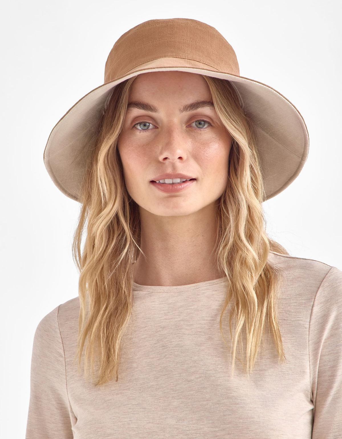 Resort Wide Brim Sun Hat UPF 50+ in Cinnamon / Beige