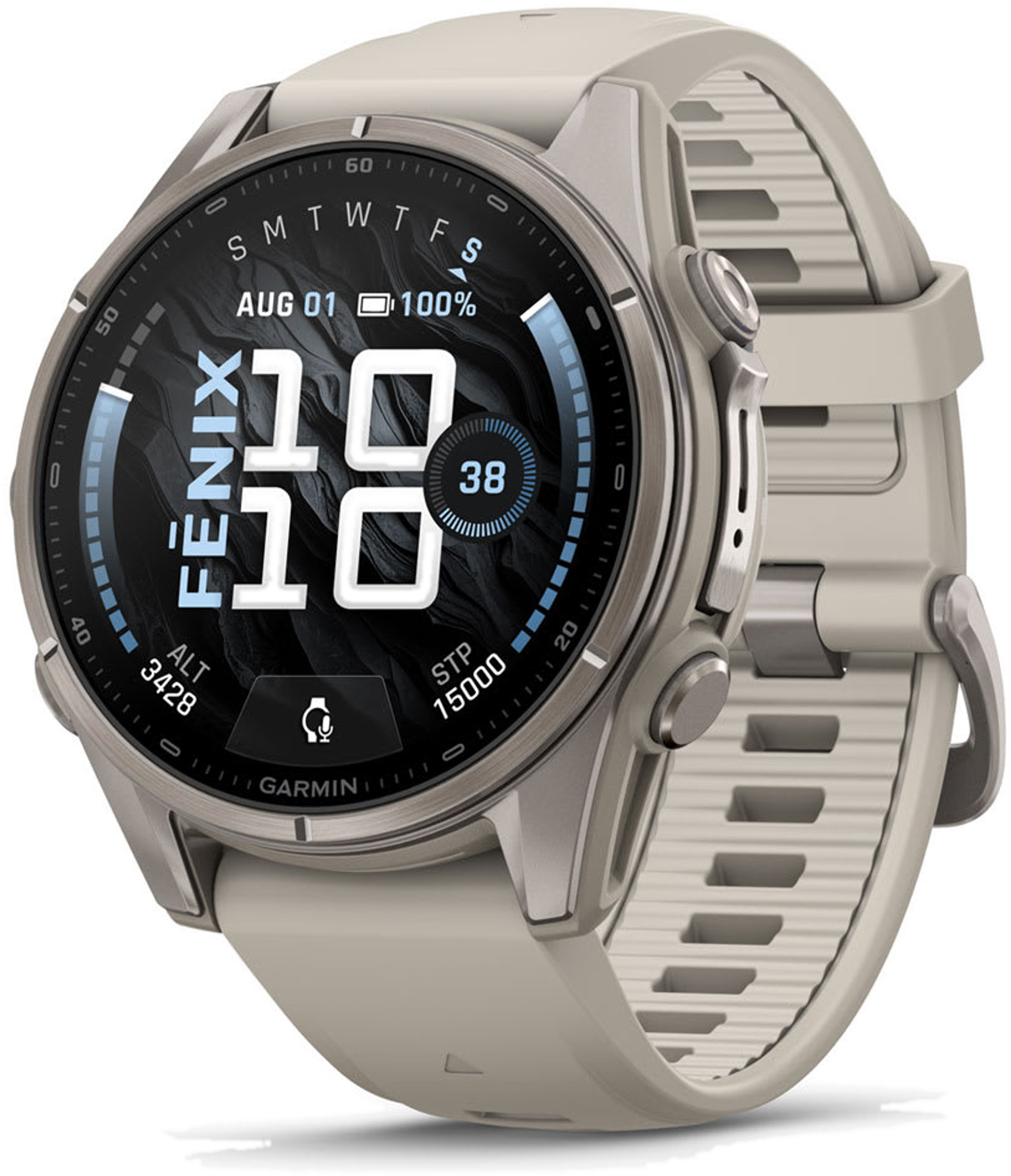 Product image for fēnix® 9 in 43mm / fēnix 9 / Titanium with Fog Gray Silicone Band