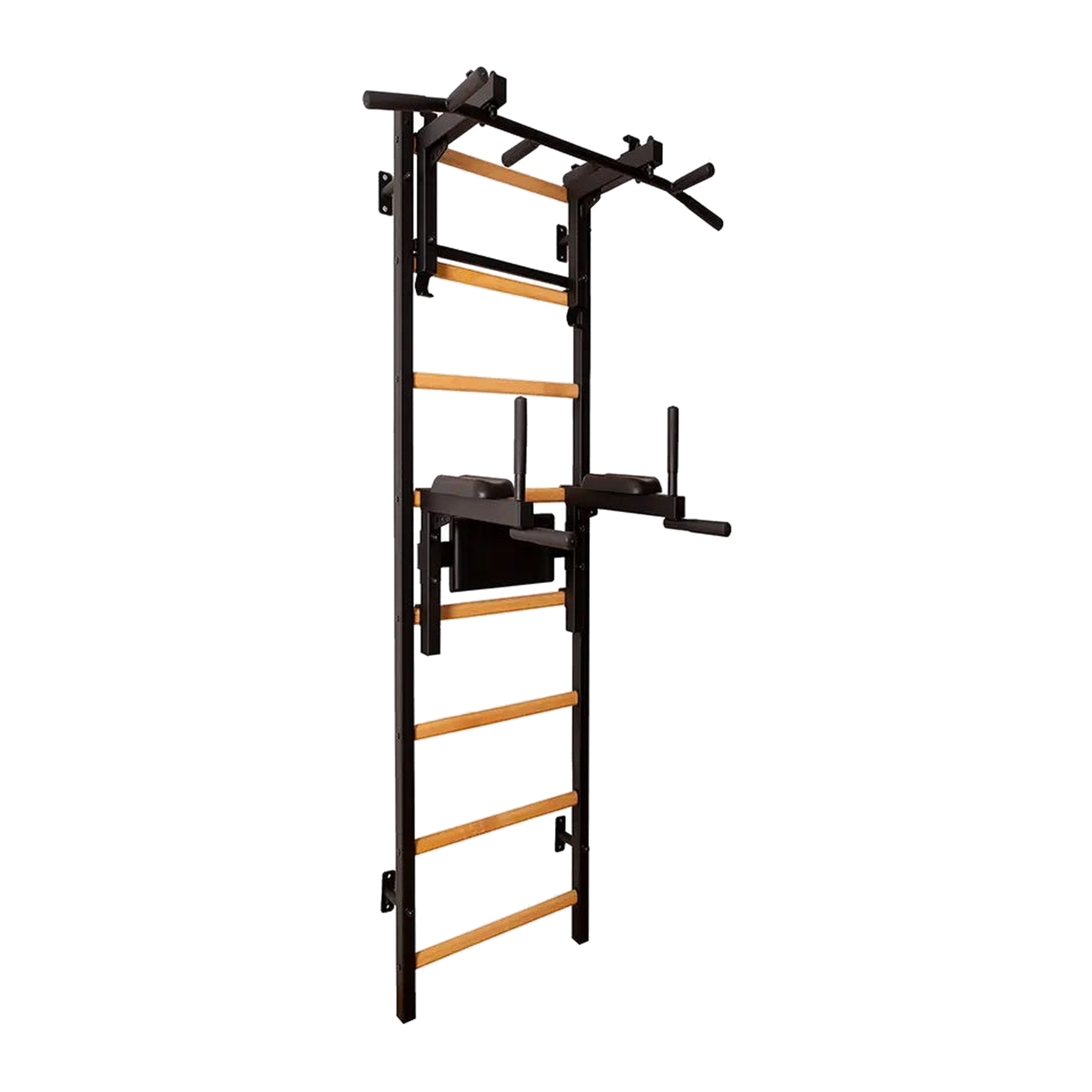 Black BenchK 232B wall bar mounted on a wall