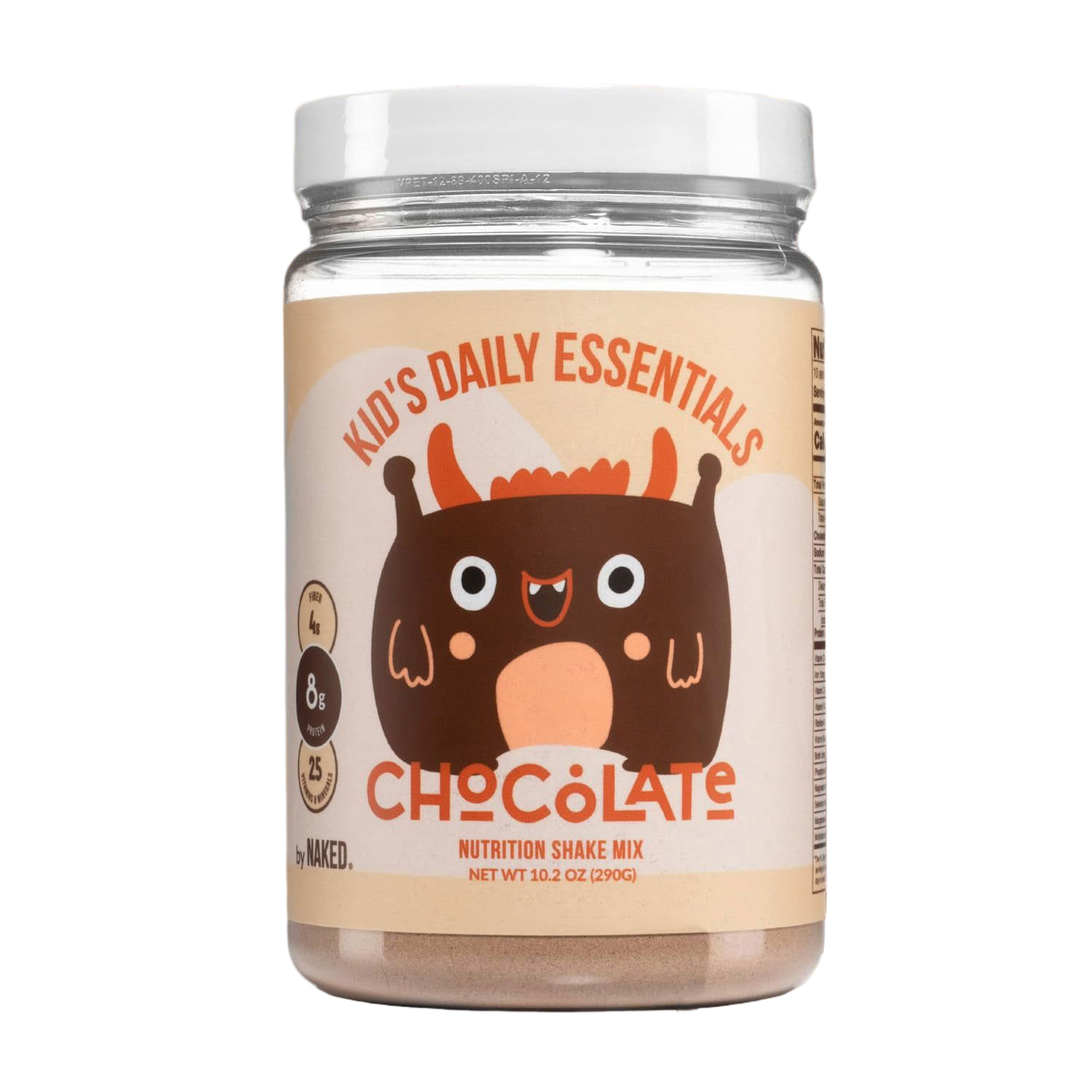 Nutrition facts label for chocolate kids shake