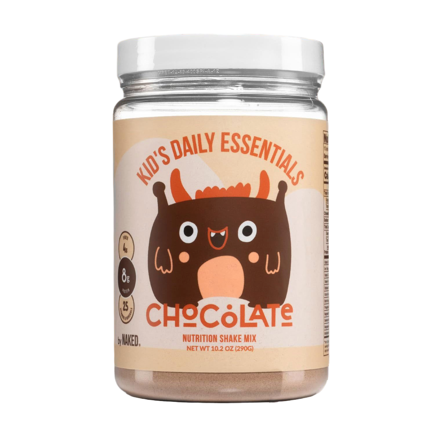 Nutrition facts label for chocolate kids shake