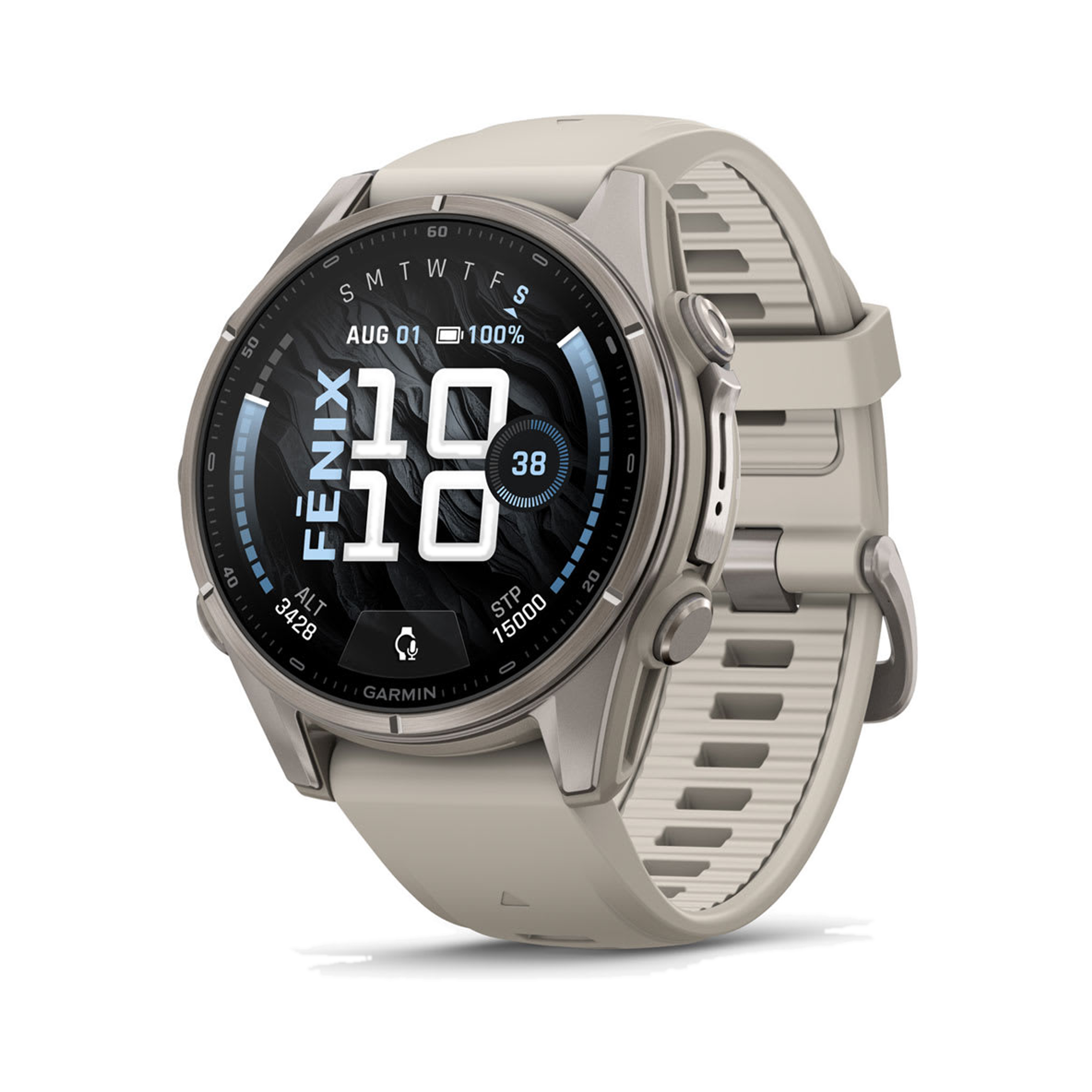Product image for fēnix® 9 in 43mm / fēnix 9 / Titanium with Fog Gray Silicone Band