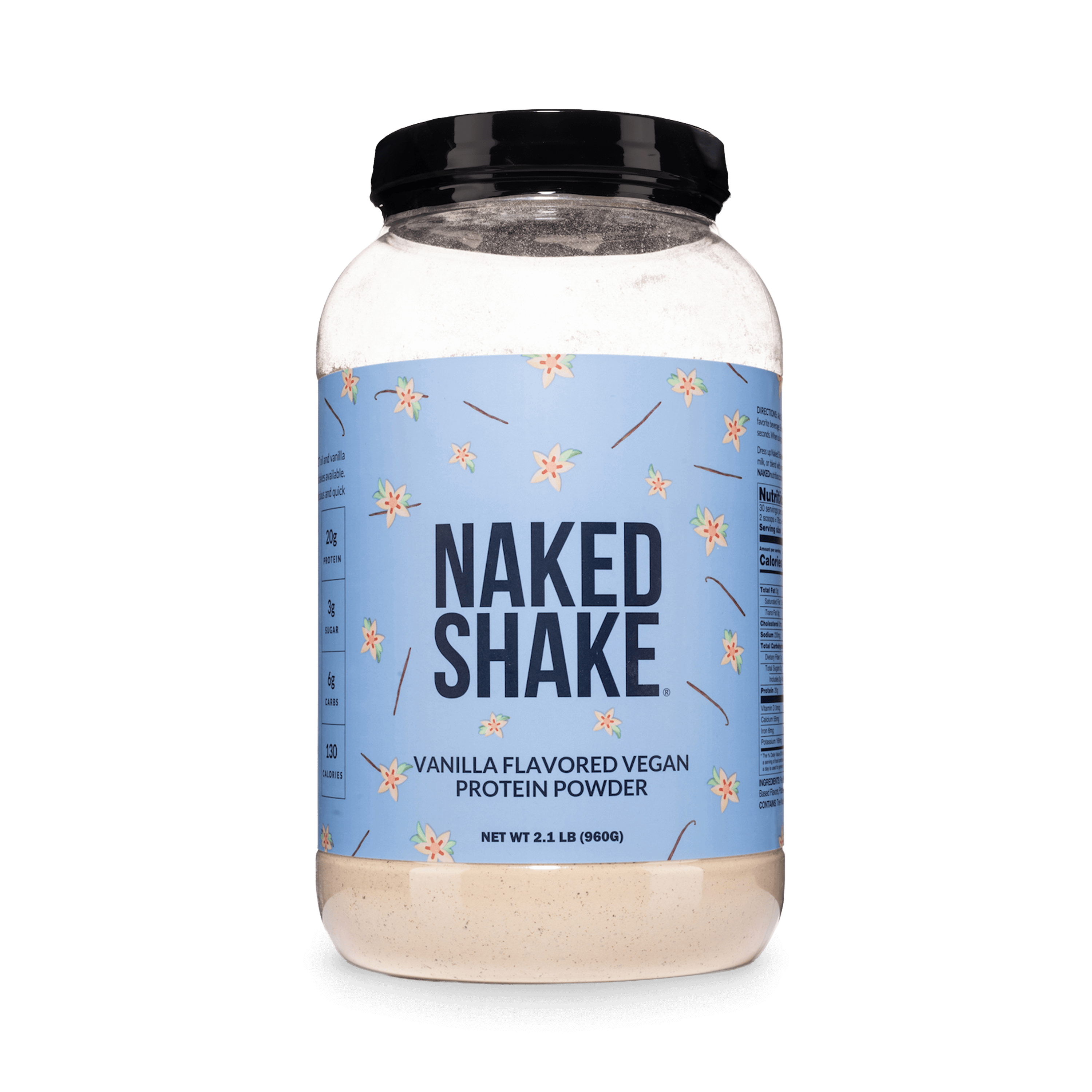Container of Naked Nutrition Vanilla Protein Shake powder