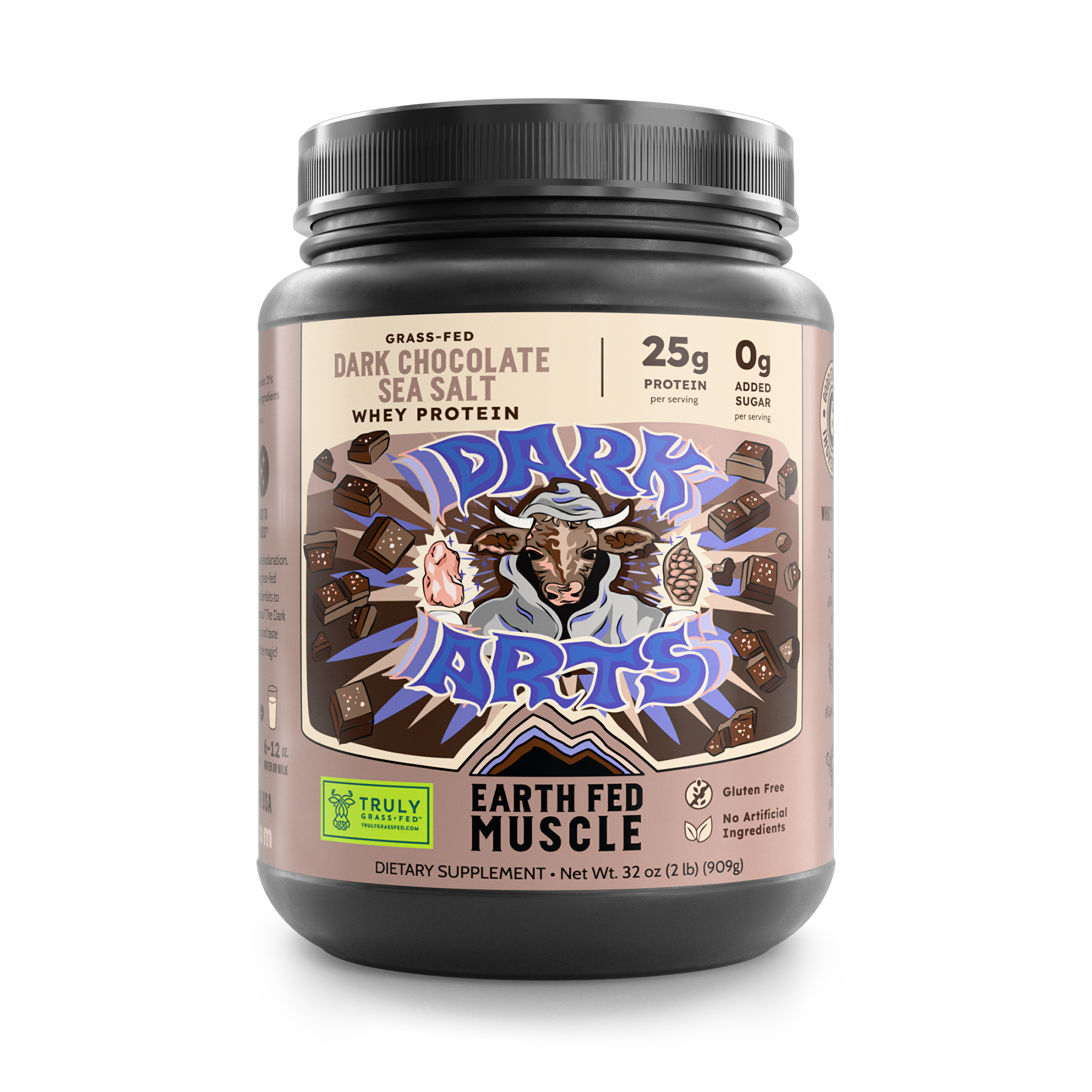 Bag of Dark Arts salted chocolate whey protein powder