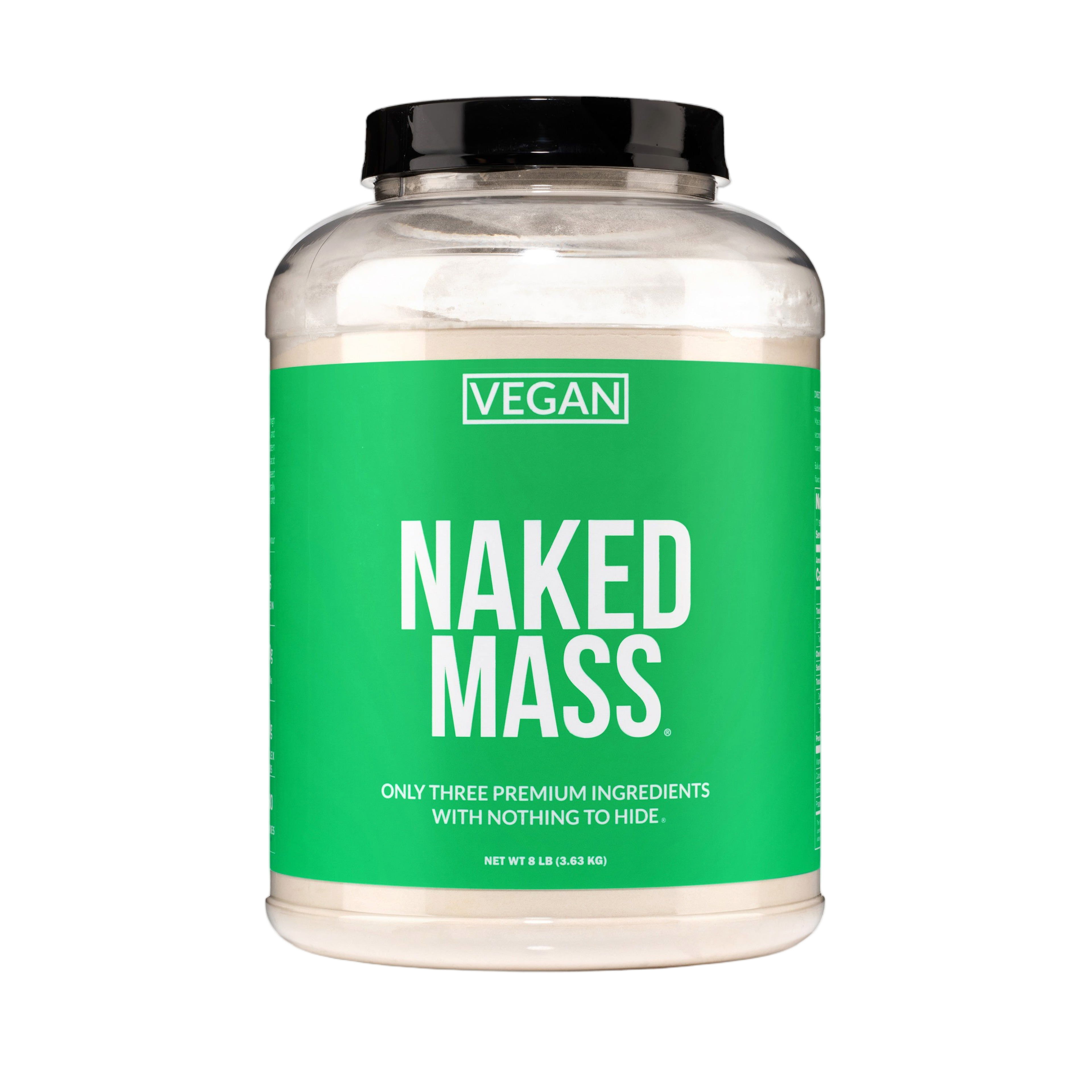 Tub of Naked Vegan Mass 8lb unflavored powder