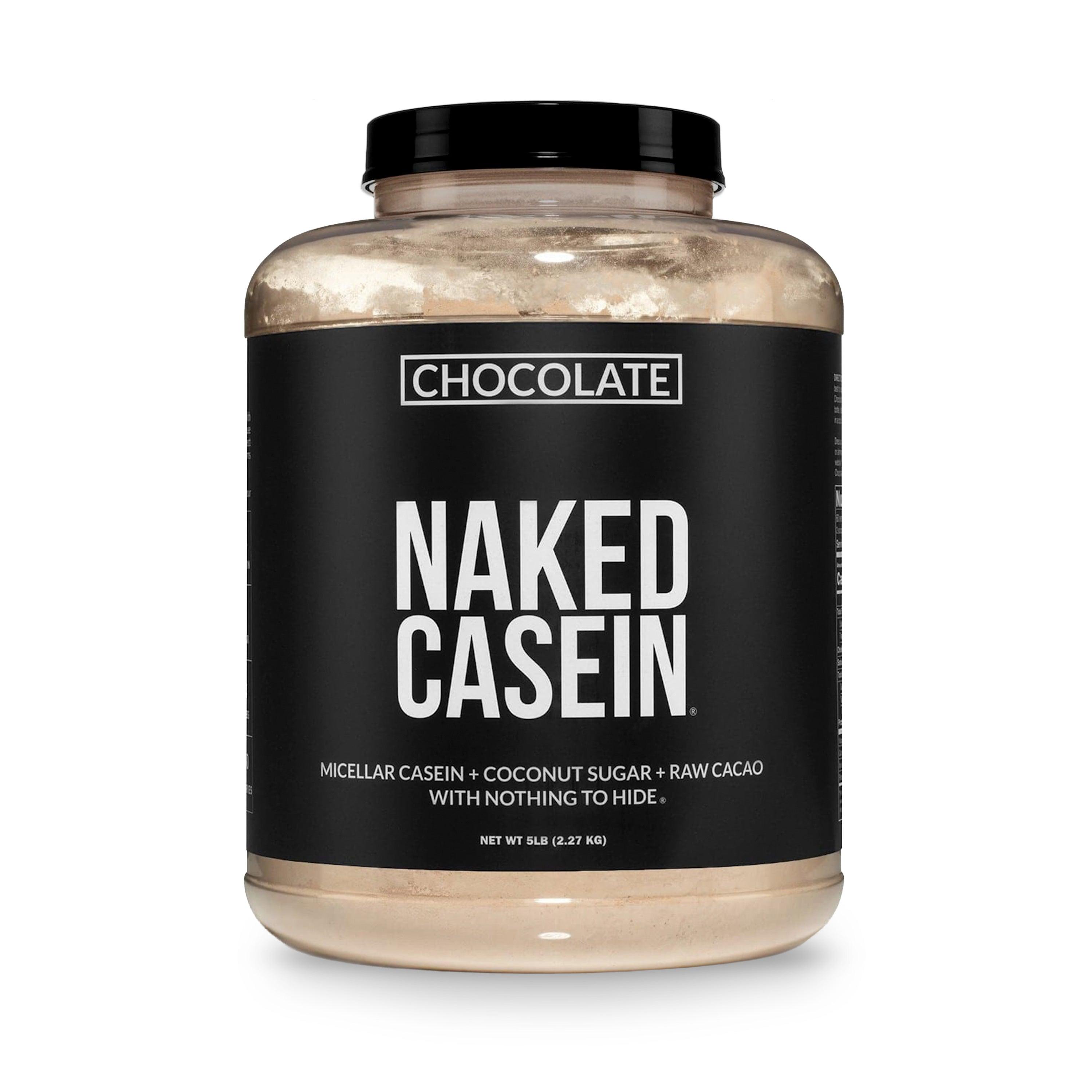Tub of Naked Nutrition Chocolate Casein Protein Powder 5lb