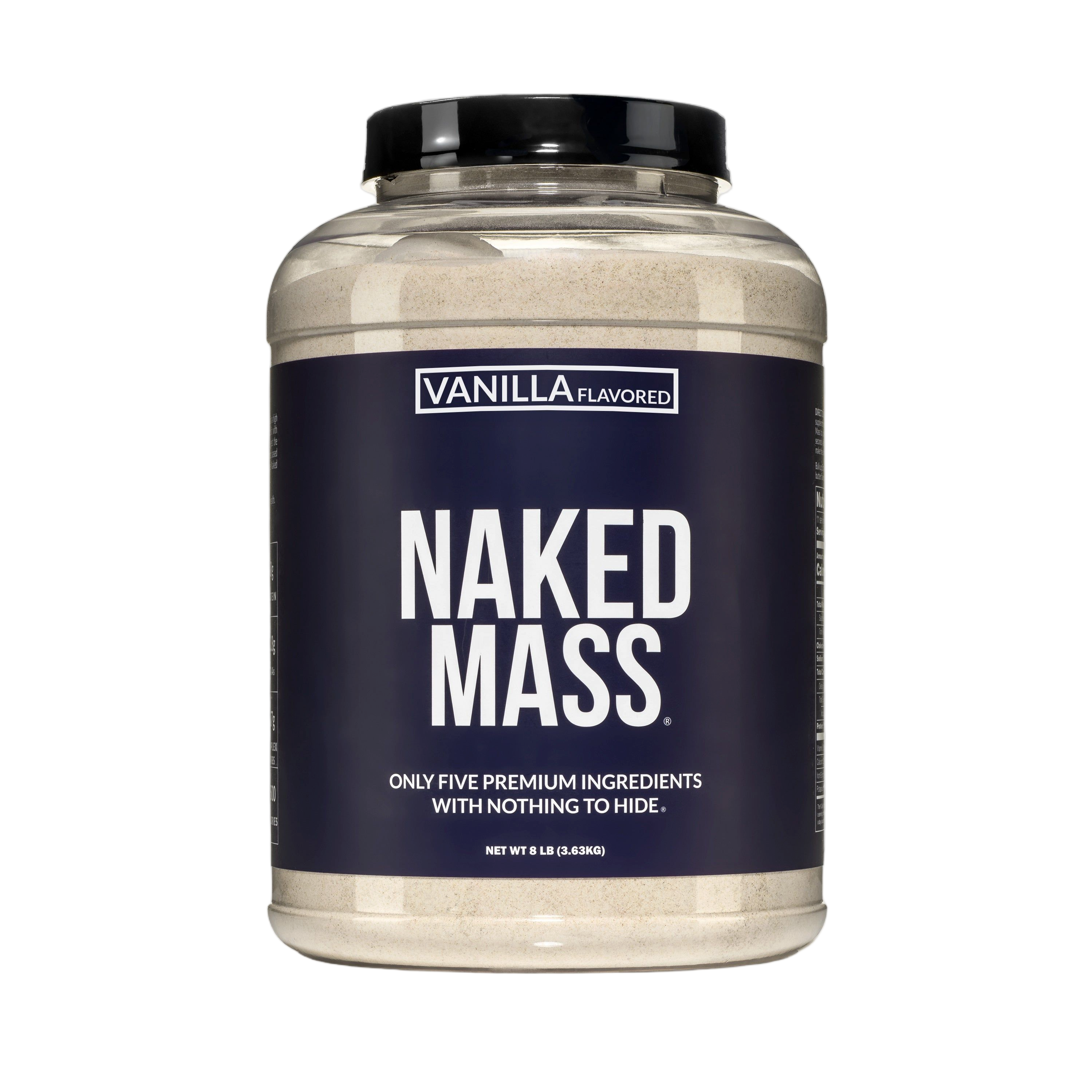Tub of Naked Vanilla Mass gainer protein powder, 8 lb