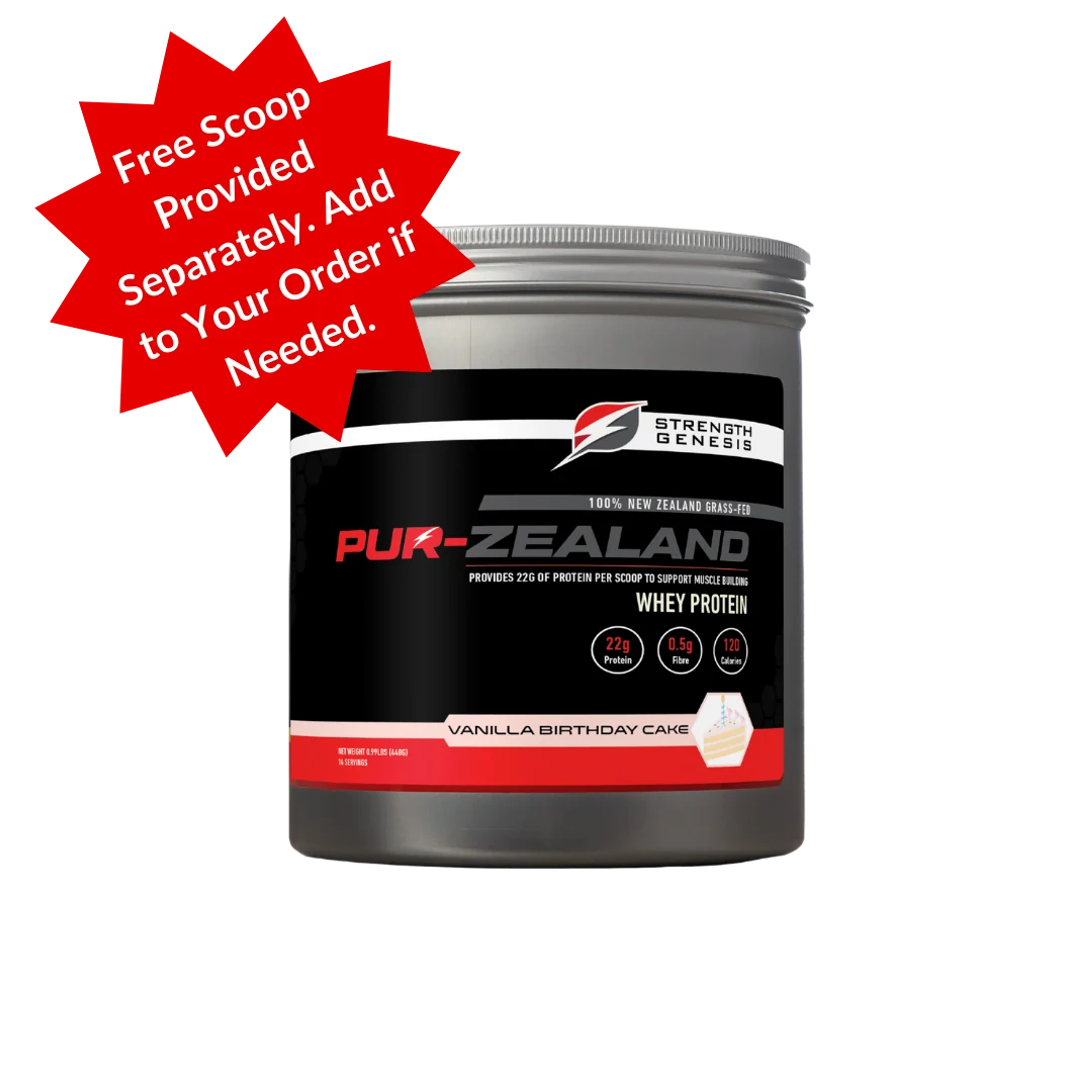 Product image for Pur Zealand 100% Grass-Fed Whey Protein in Vanilla Birthday Cake