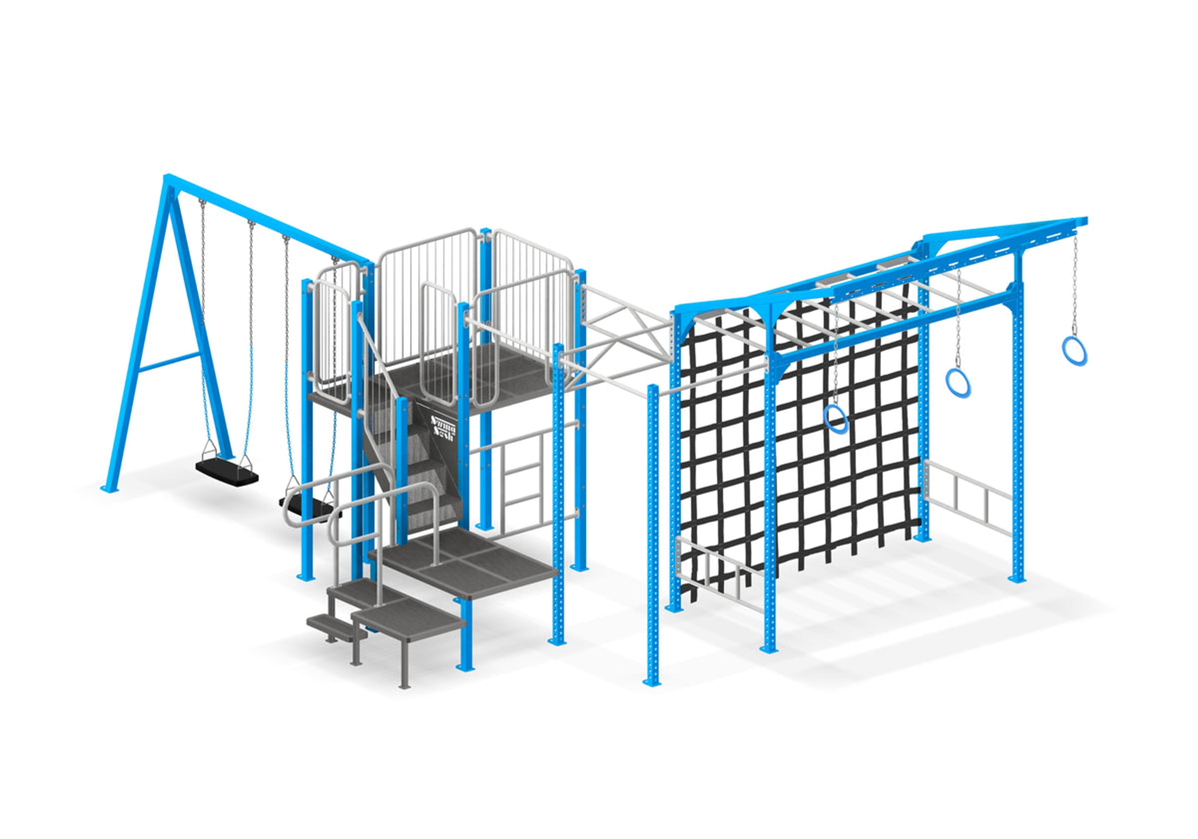 Obstacle Course Swing Set in Azure Blue