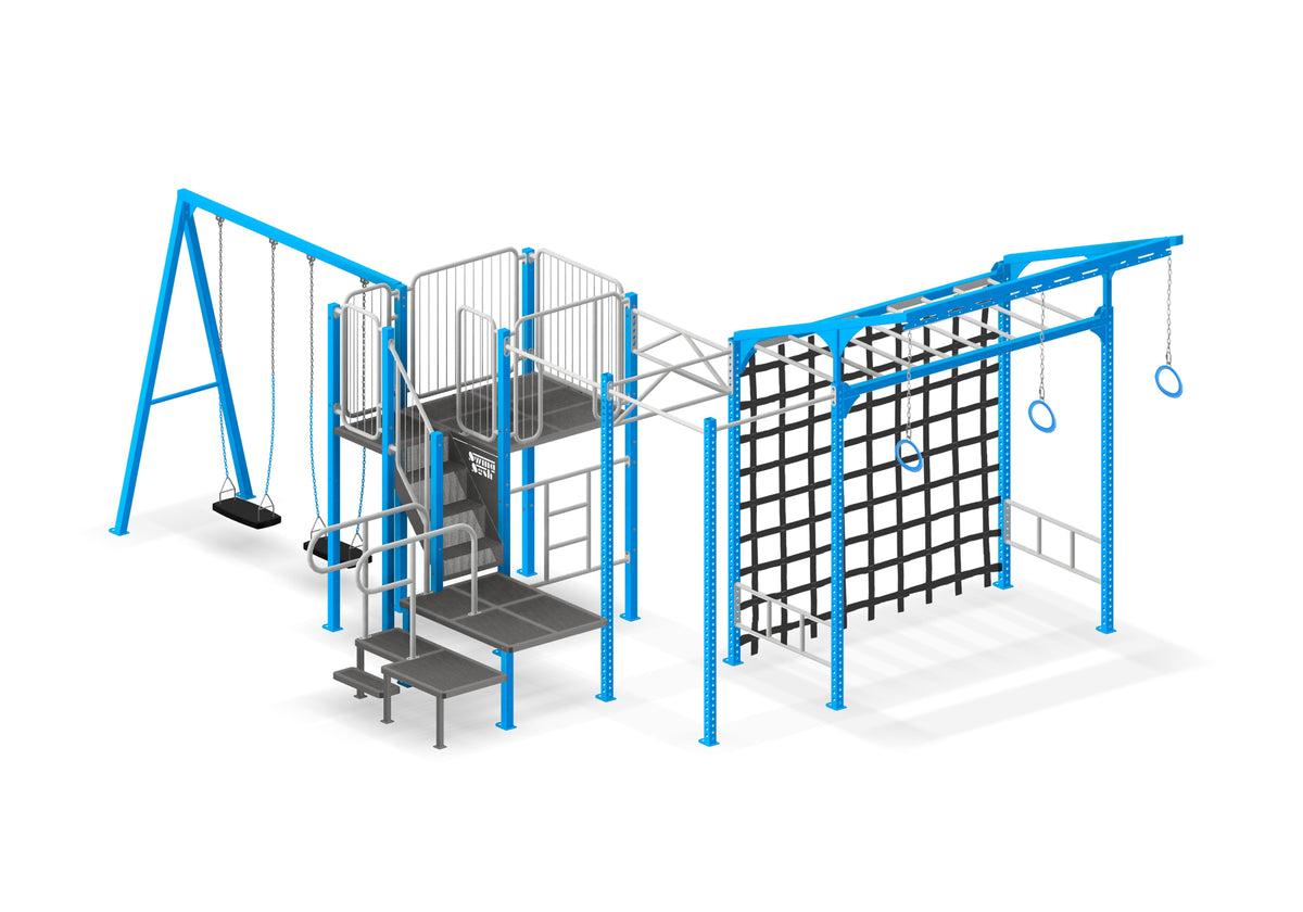 Obstacle Course Swing Set in Azure Blue