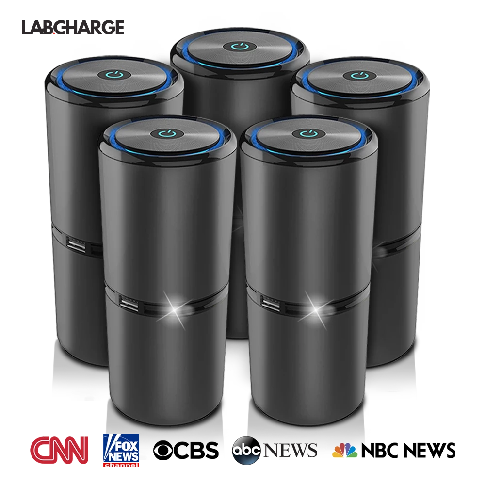Five ionic air purifiers displayed together