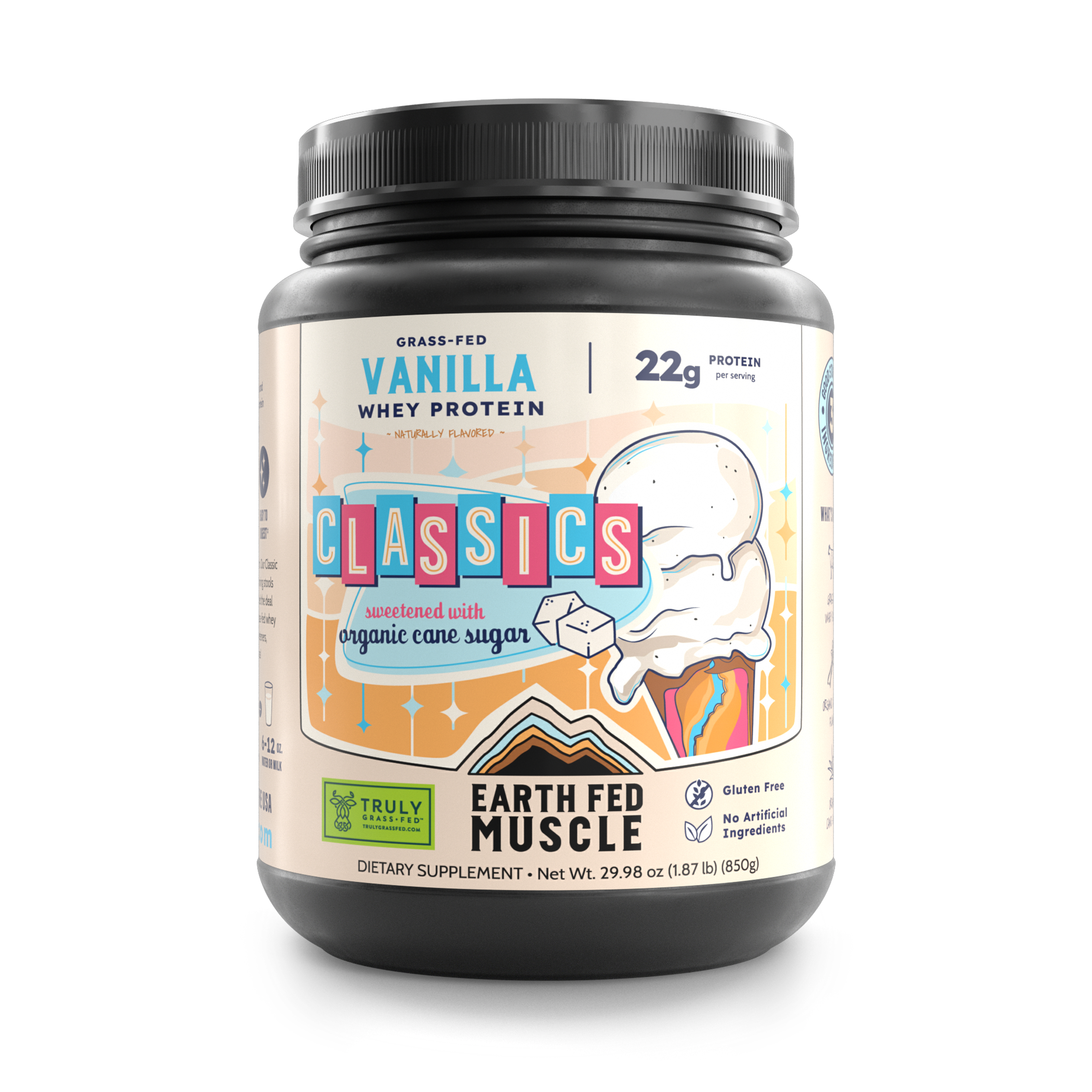 Bag of Earth Fed Muscle Vanilla Grass-Fed Whey Protein, 2 lb