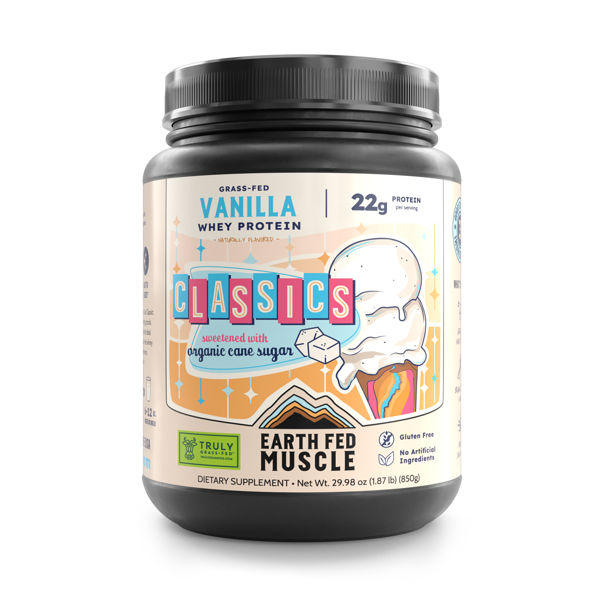 Bag of Earth Fed Muscle Vanilla Grass-Fed Whey Protein, 2 lb