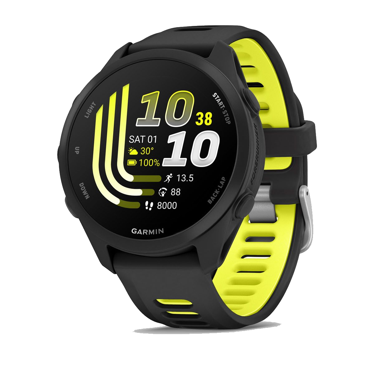 Garmin Forerunner® 170 Music in Black with Black/Amp Yellow Band
