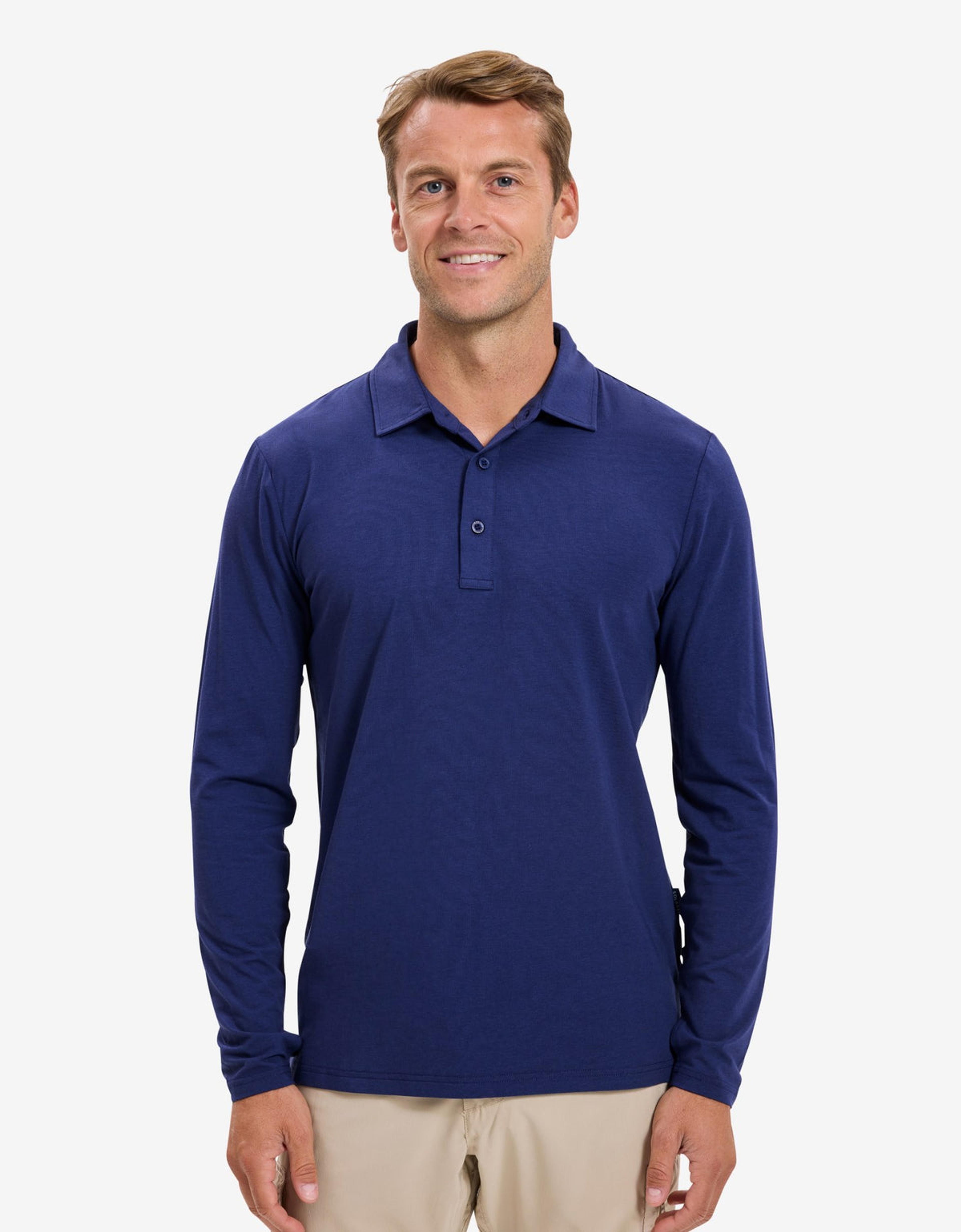 Long Sleeve Polo Shirt UPF 50+ in Navy
