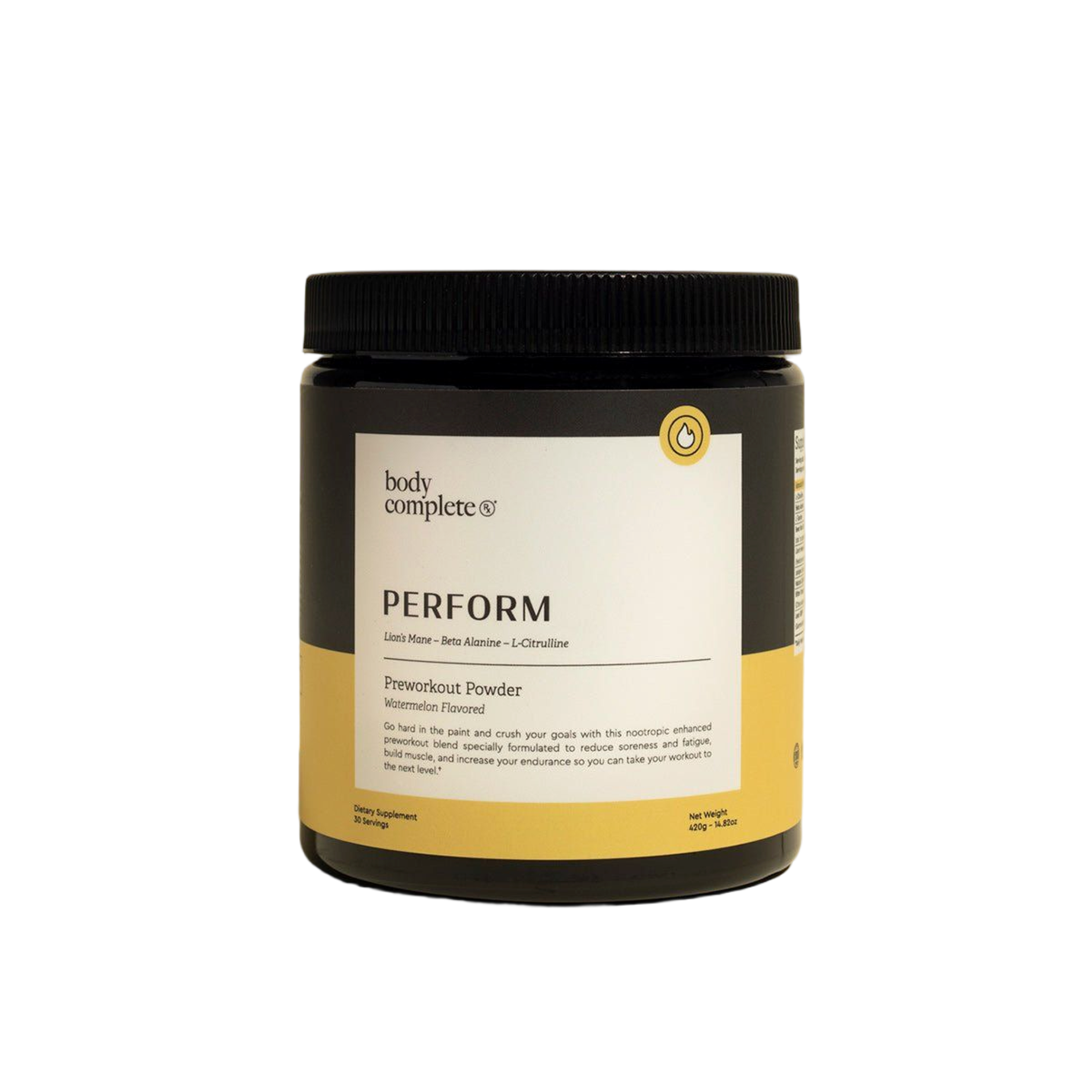 Perform Pre-Workout Powder container side label