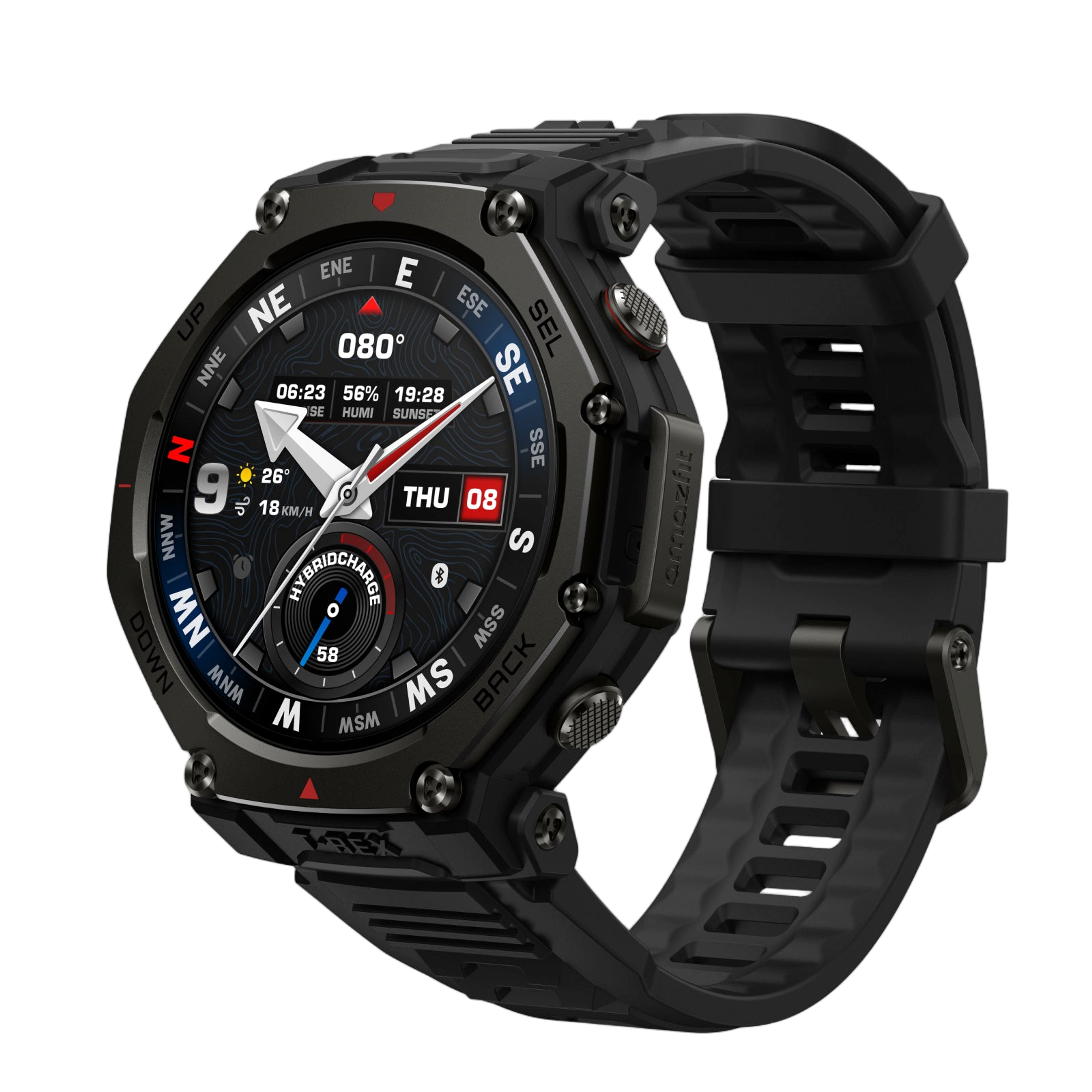 Amazfit T-Rex 3 Pro smartwatch front view on display