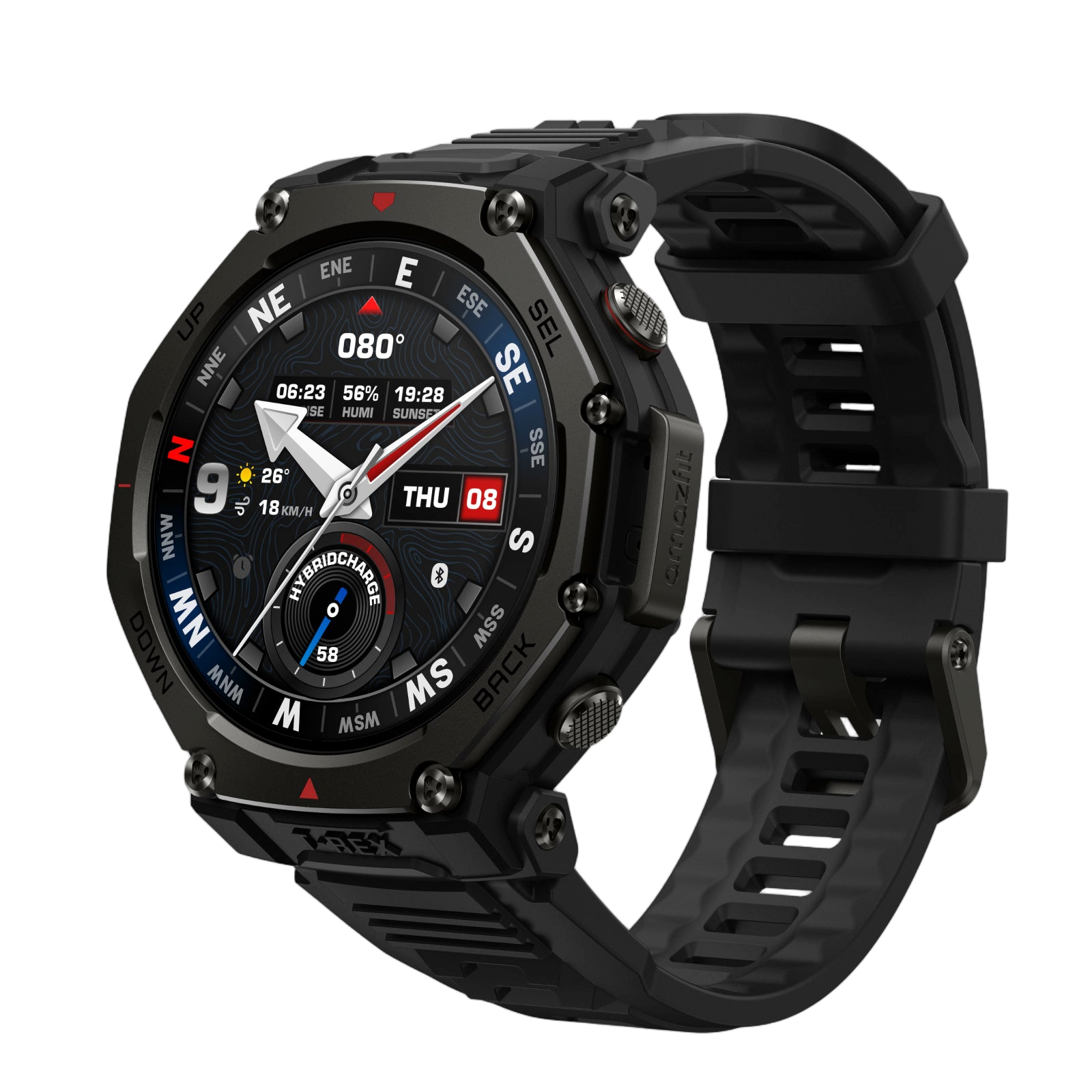 Amazfit T-Rex 3 Pro smartwatch front view on display