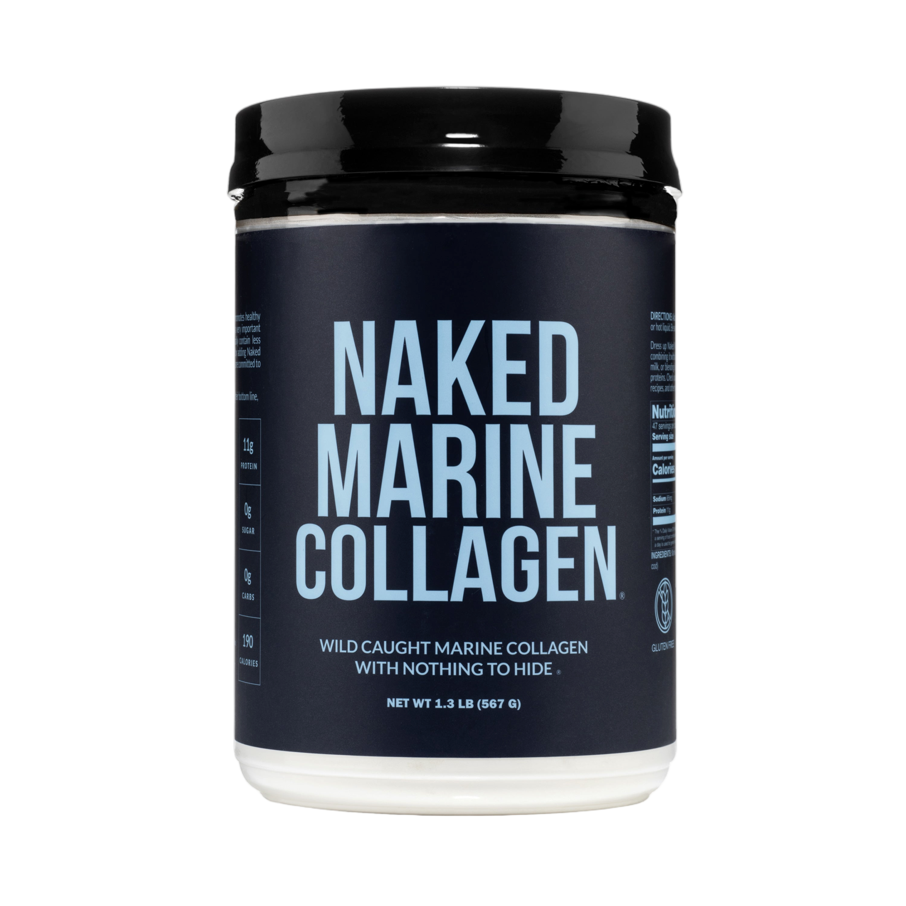 Tub of Naked Marine Collagen protein powder