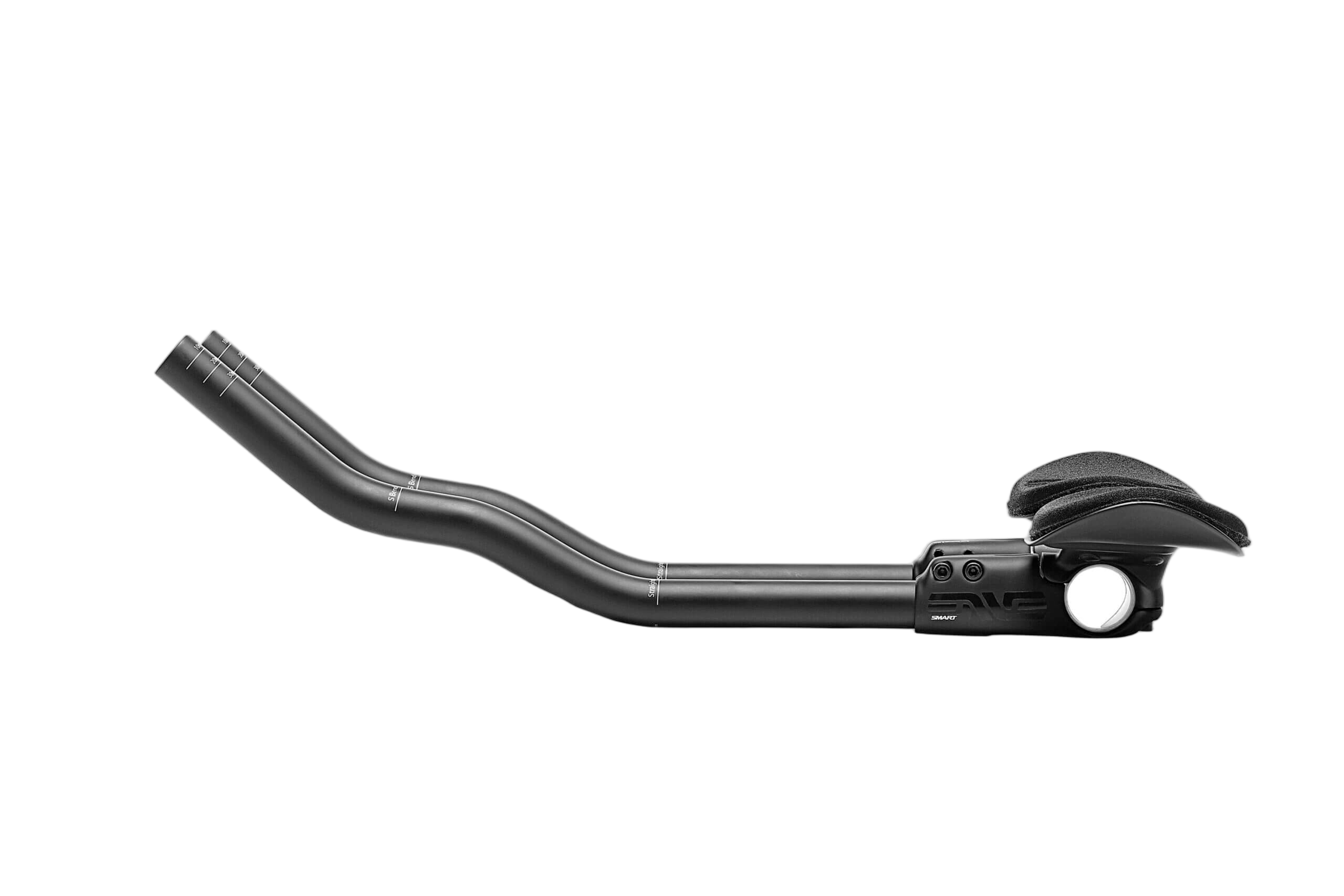 Carbon clip-on aero extensions mounted on a road bike handlebar