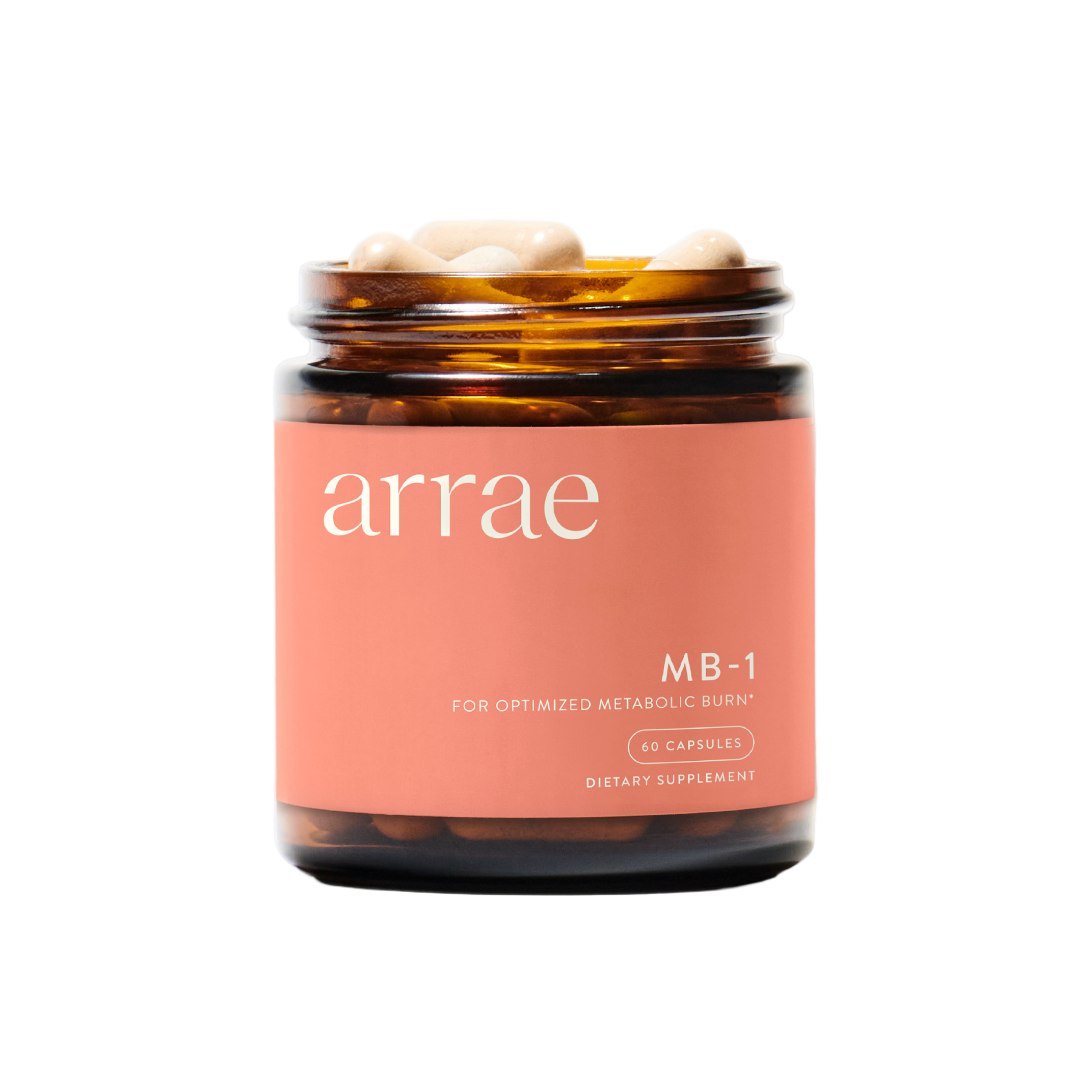 Bottle of Arrae MB-1 supplement in beige packaging