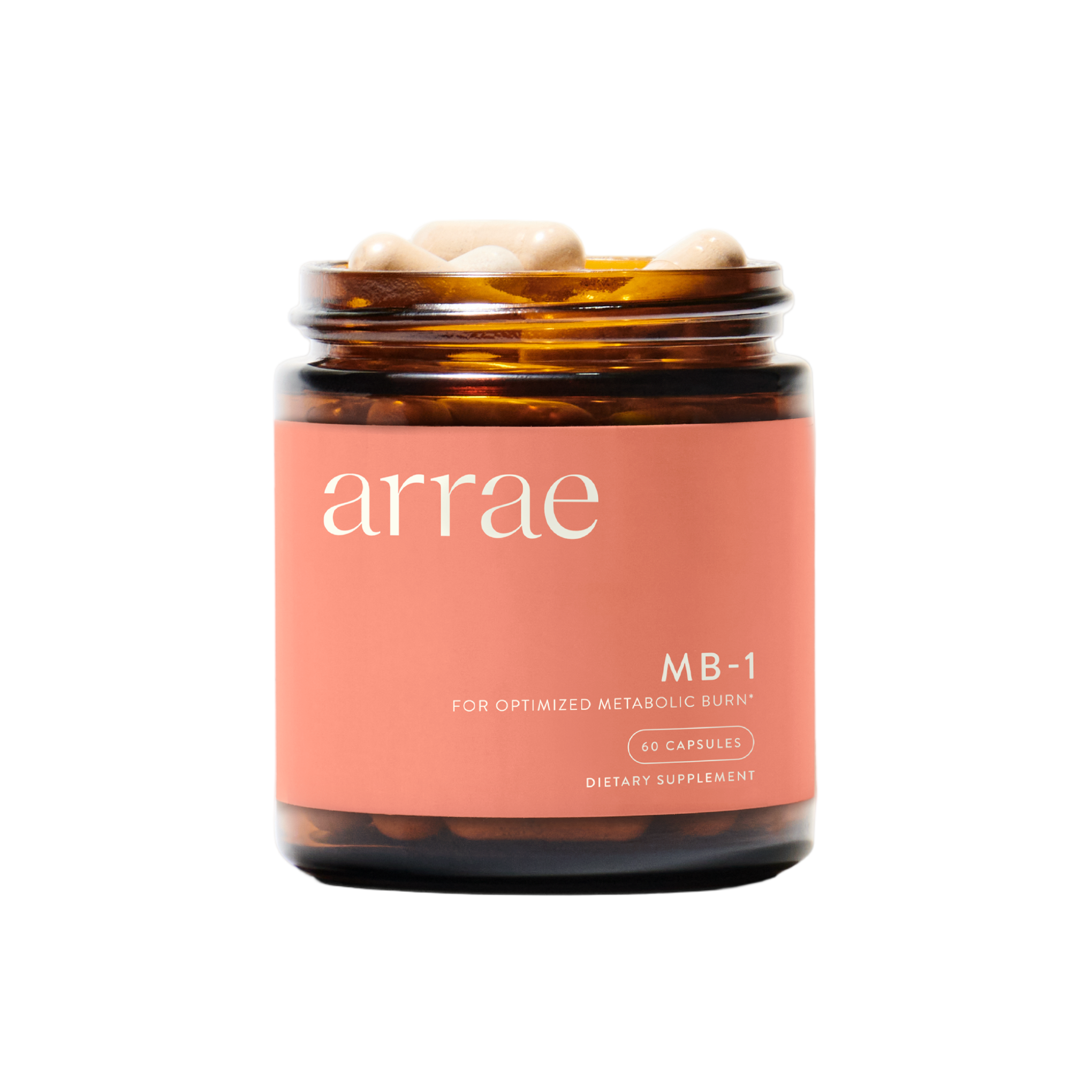 Bottle of Arrae MB-1 supplement in beige packaging