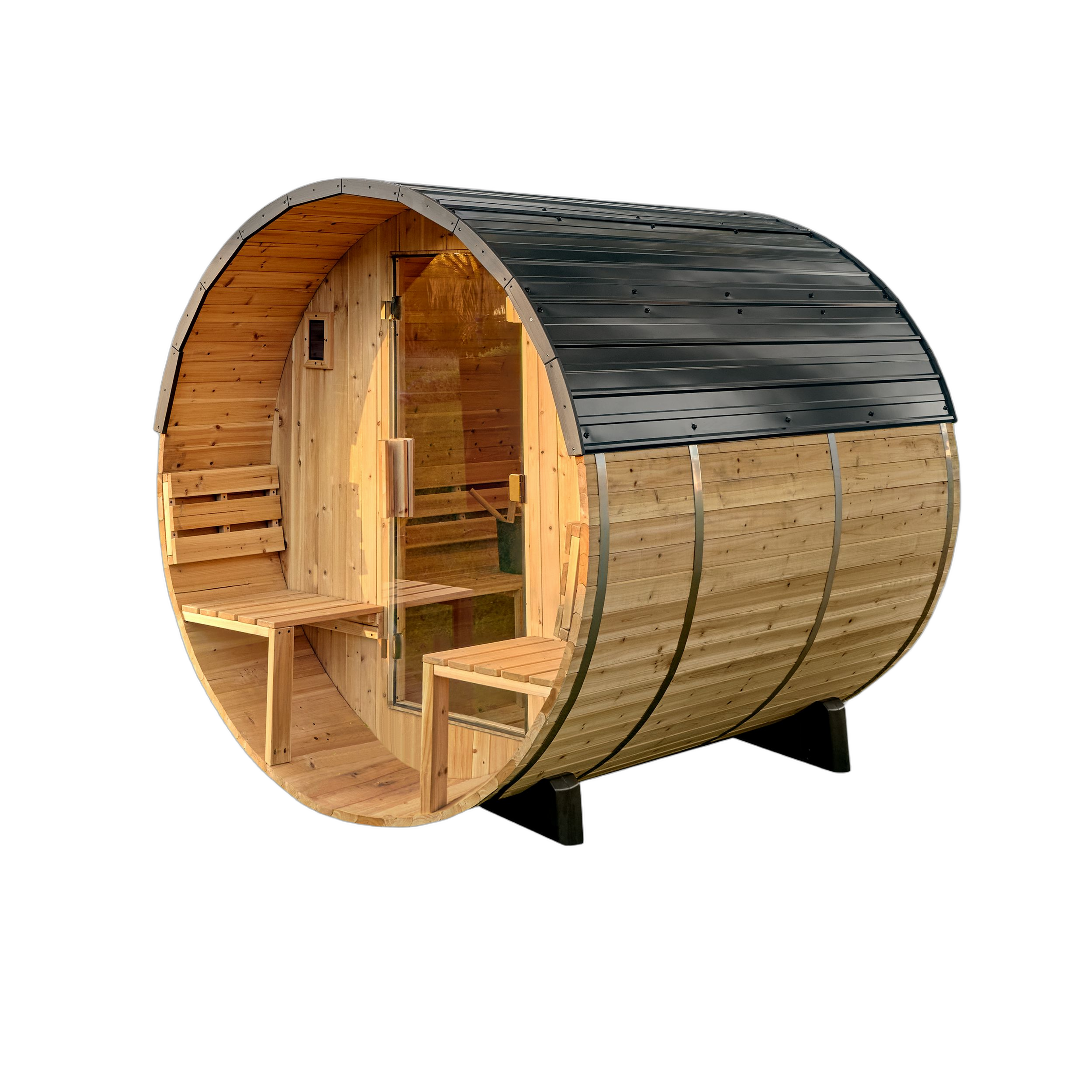 Paxton Outdoor Barrel Sauna with Porch – 2-4 Person
