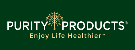 Purity Products logo with a golden tree symbol and the tagline "Enjoy Life Healthier."