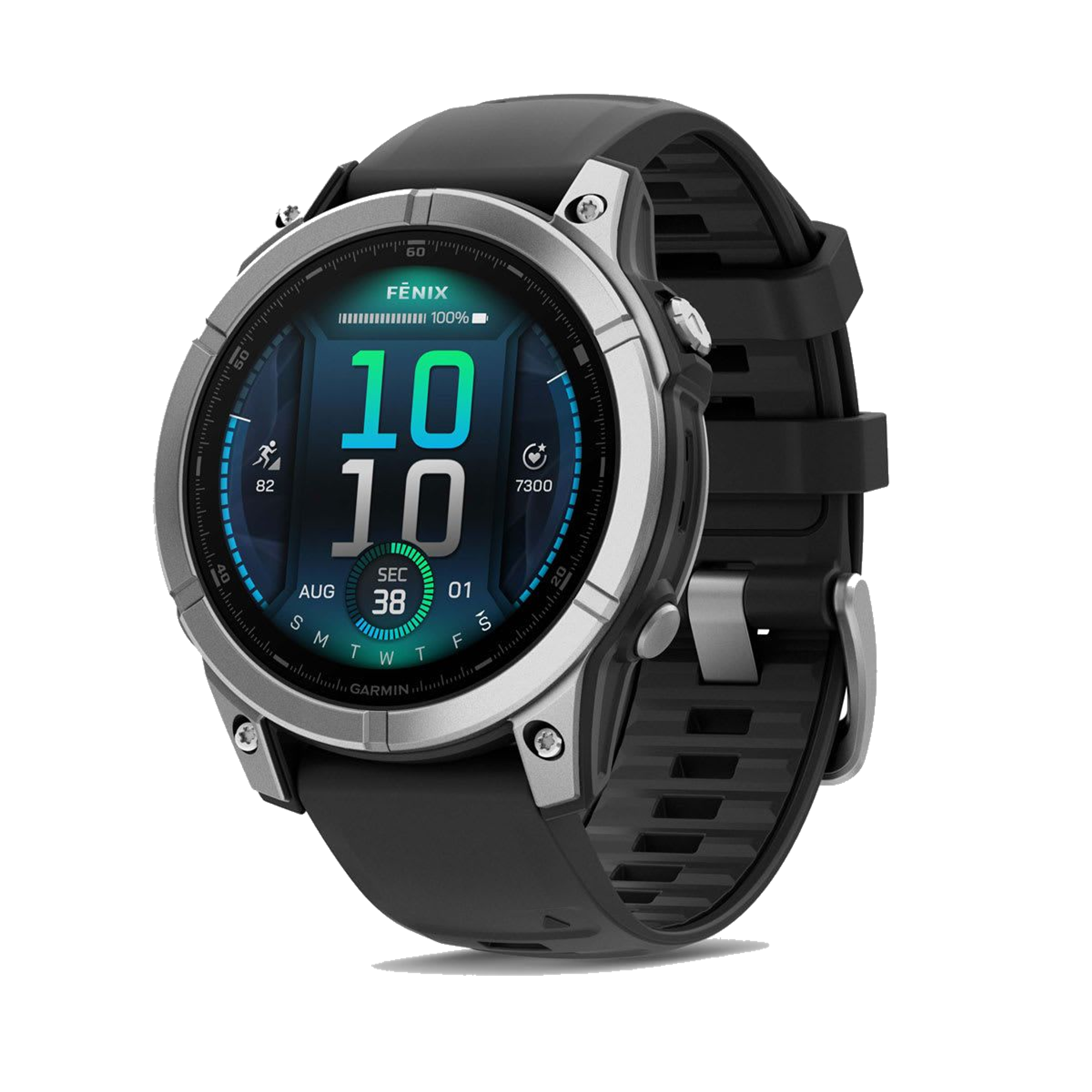 Garmin fēnix E 47mm AMOLED Multisport Smartwatch in Stainless Steel with Black Silicone Band