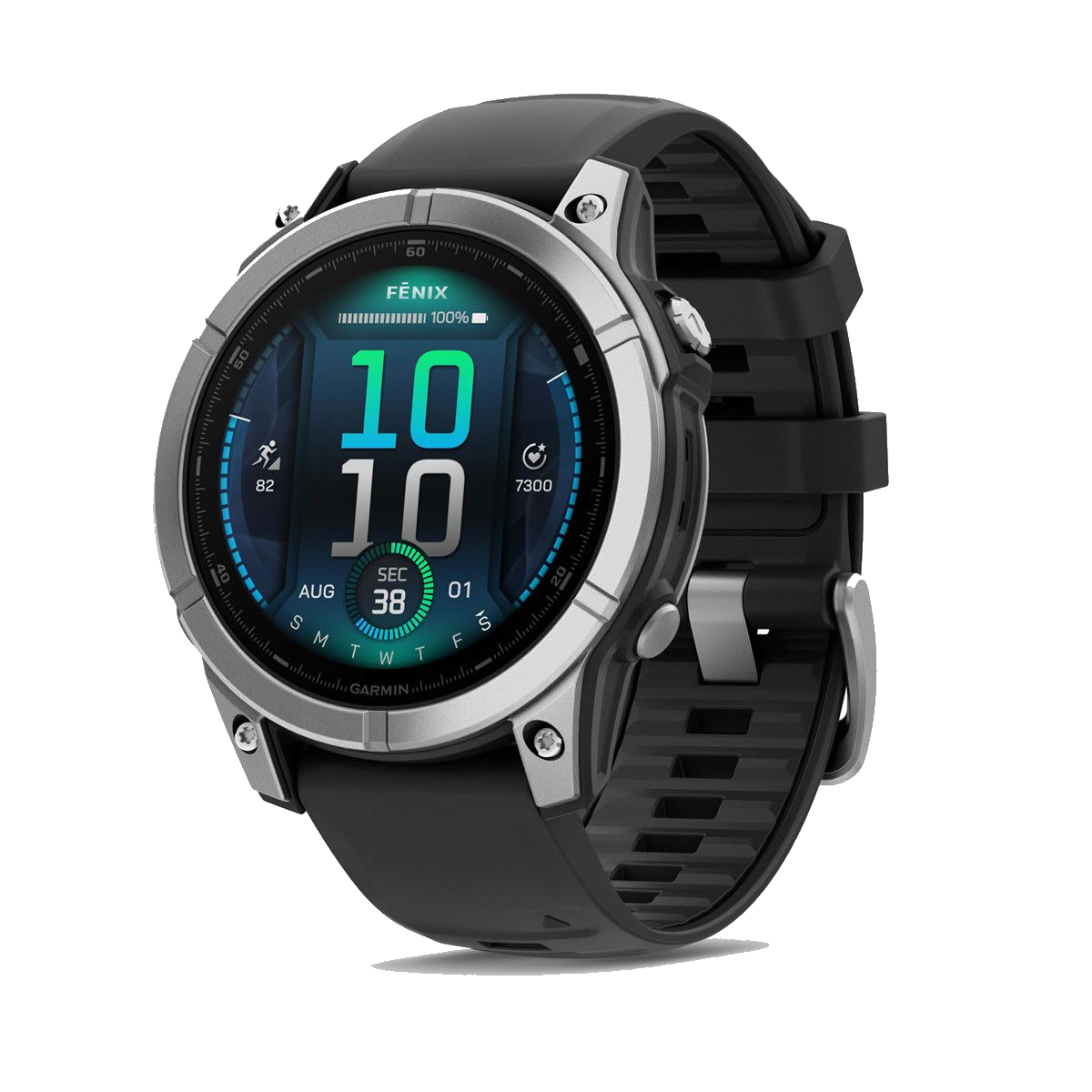 Garmin fēnix E 47mm AMOLED Multisport Smartwatch in Stainless Steel with Black Silicone Band