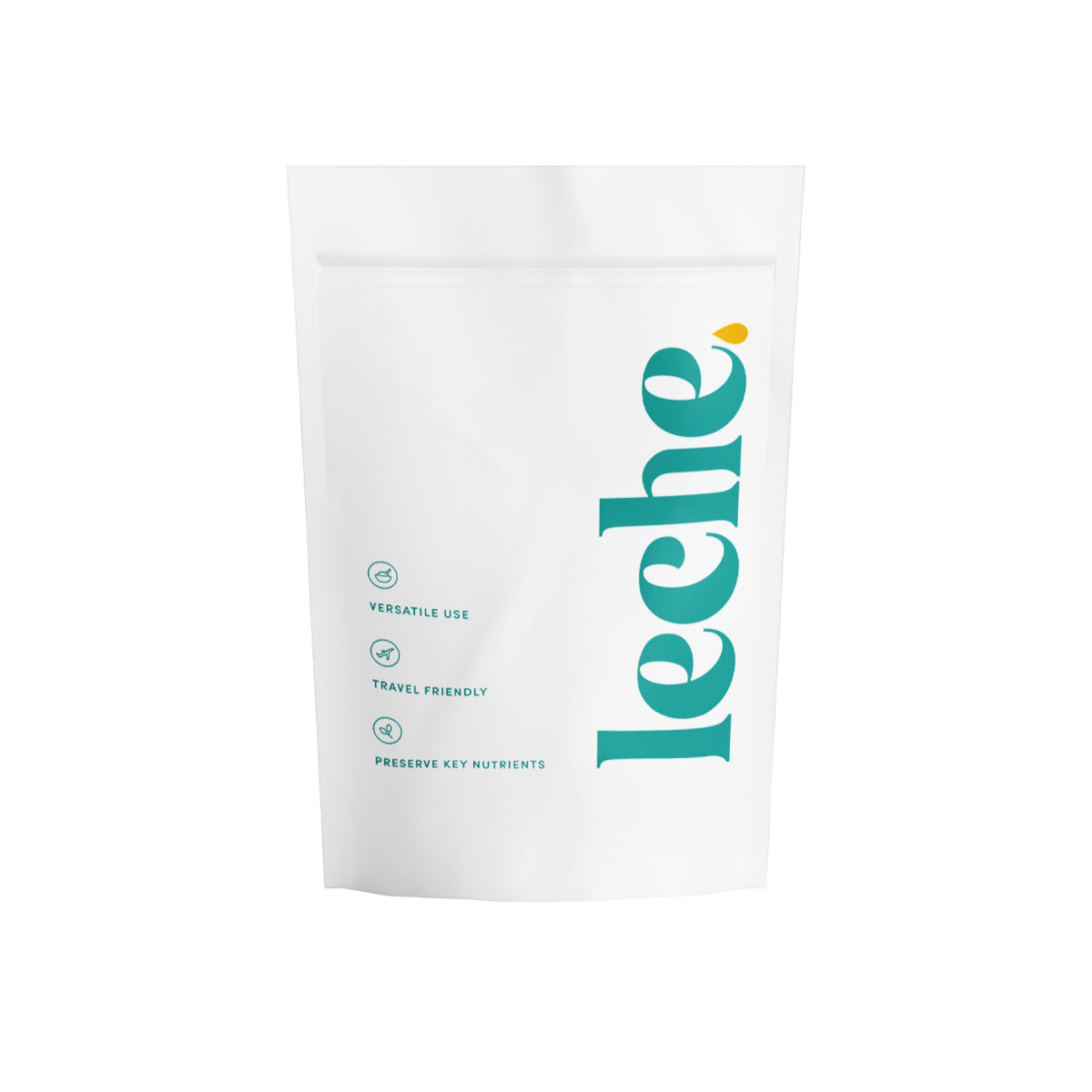 Pouch of freeze-dried breast milk powder with scoop