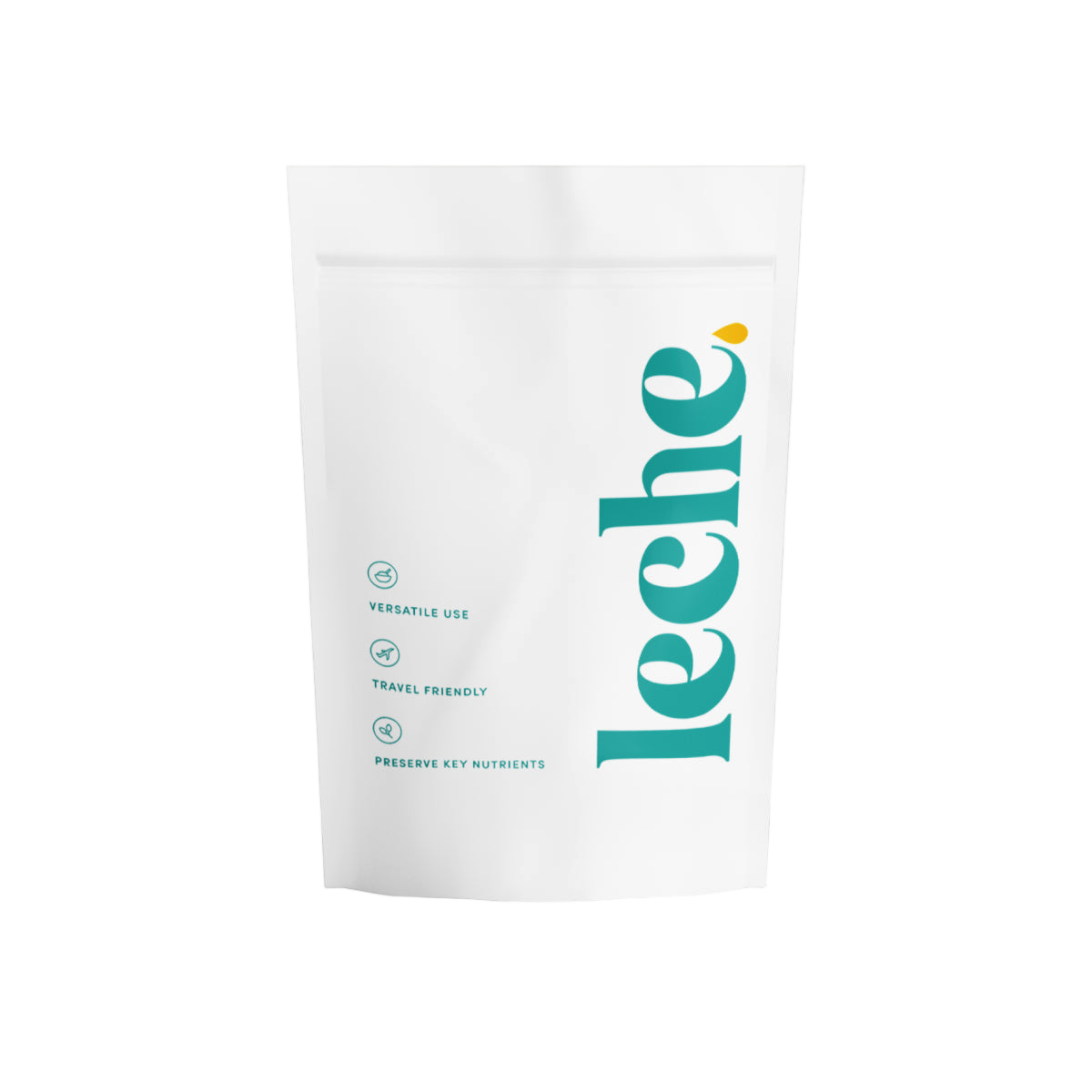 Pouch of freeze-dried breast milk powder with scoop