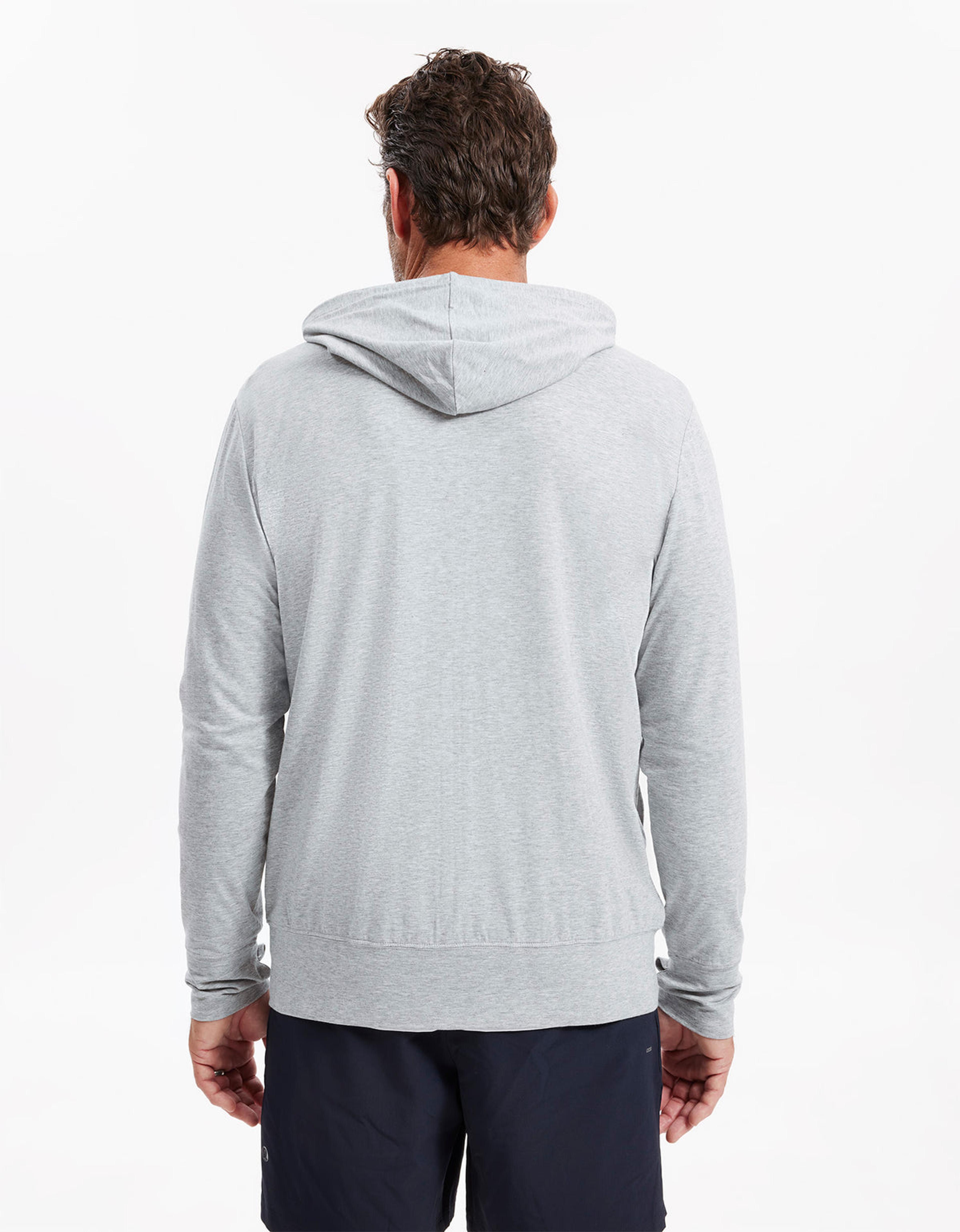 Summer Essential Hooded Zip Top UPF 50+ in Light Grey Marle