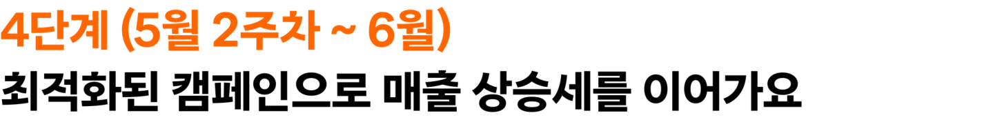 4단계 (5월 2주~6월) 최적화된 캠페인으로 매출 상승세를 이어가요