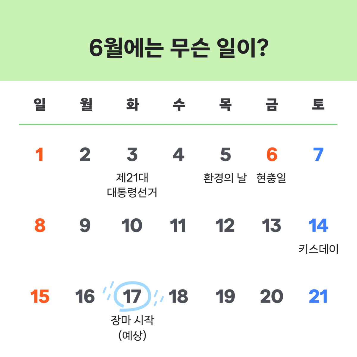 6월주요일정