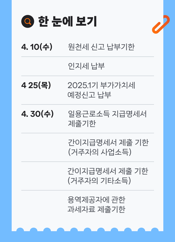 4월 세무일정 한 눈에 보기