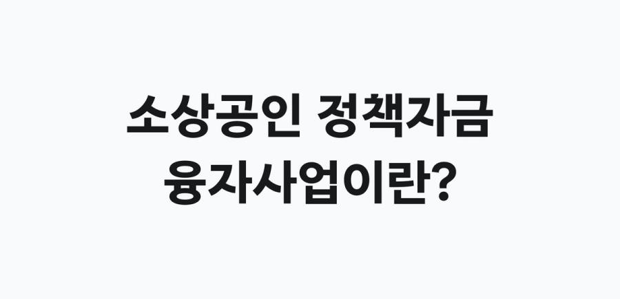 소상공인 정책자금 융자사업이란? 중소벤처기업부 소상공인 정부 융자 지원 사업 개요