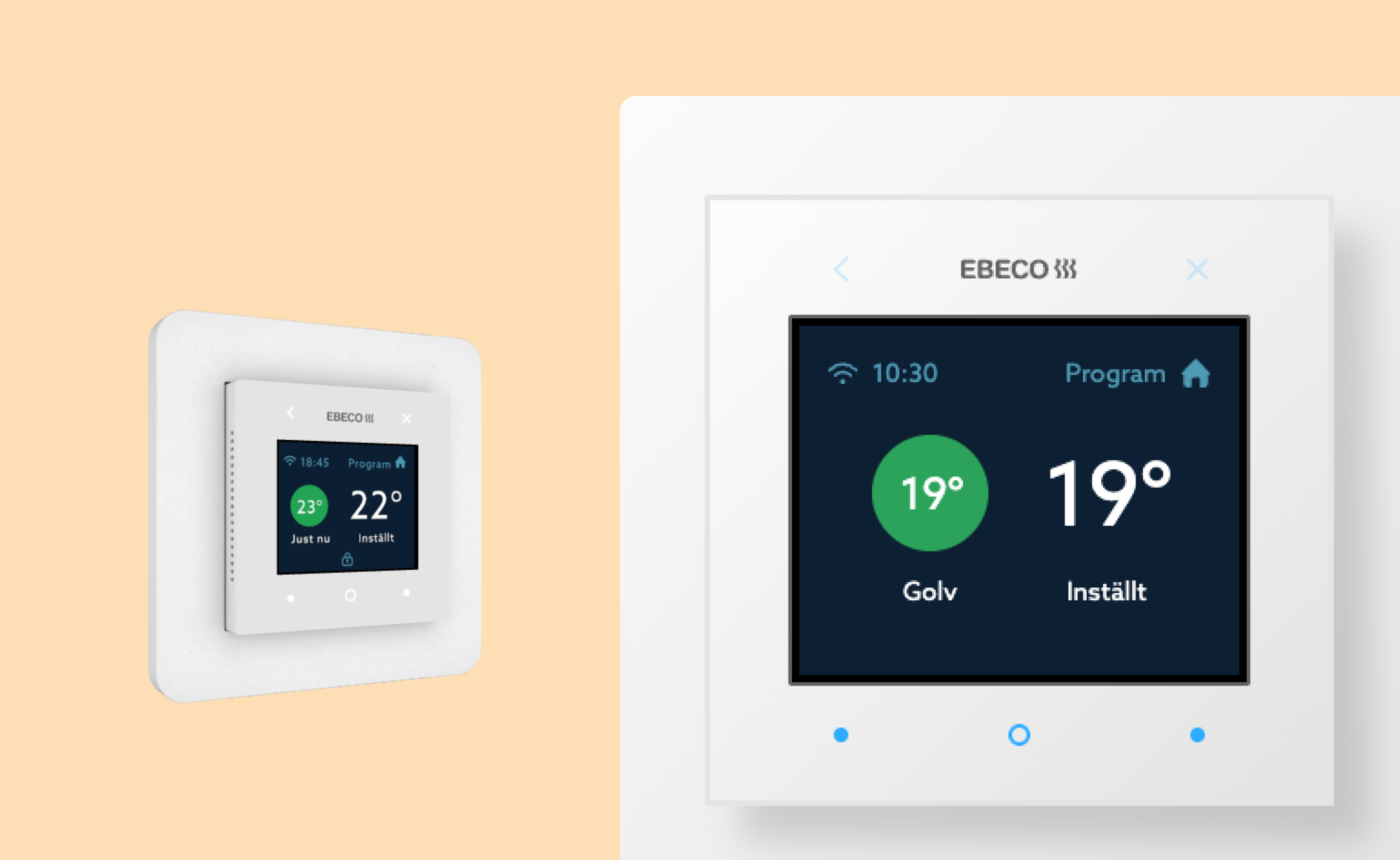 Interaktiv demo av Ebeco EB Therm 500-termostaten på webbplatsen